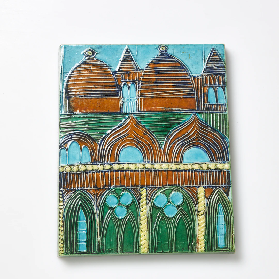 LISA LARSON. Väggplakett, "Venedig", glaserat stengods, Gustavsberg.