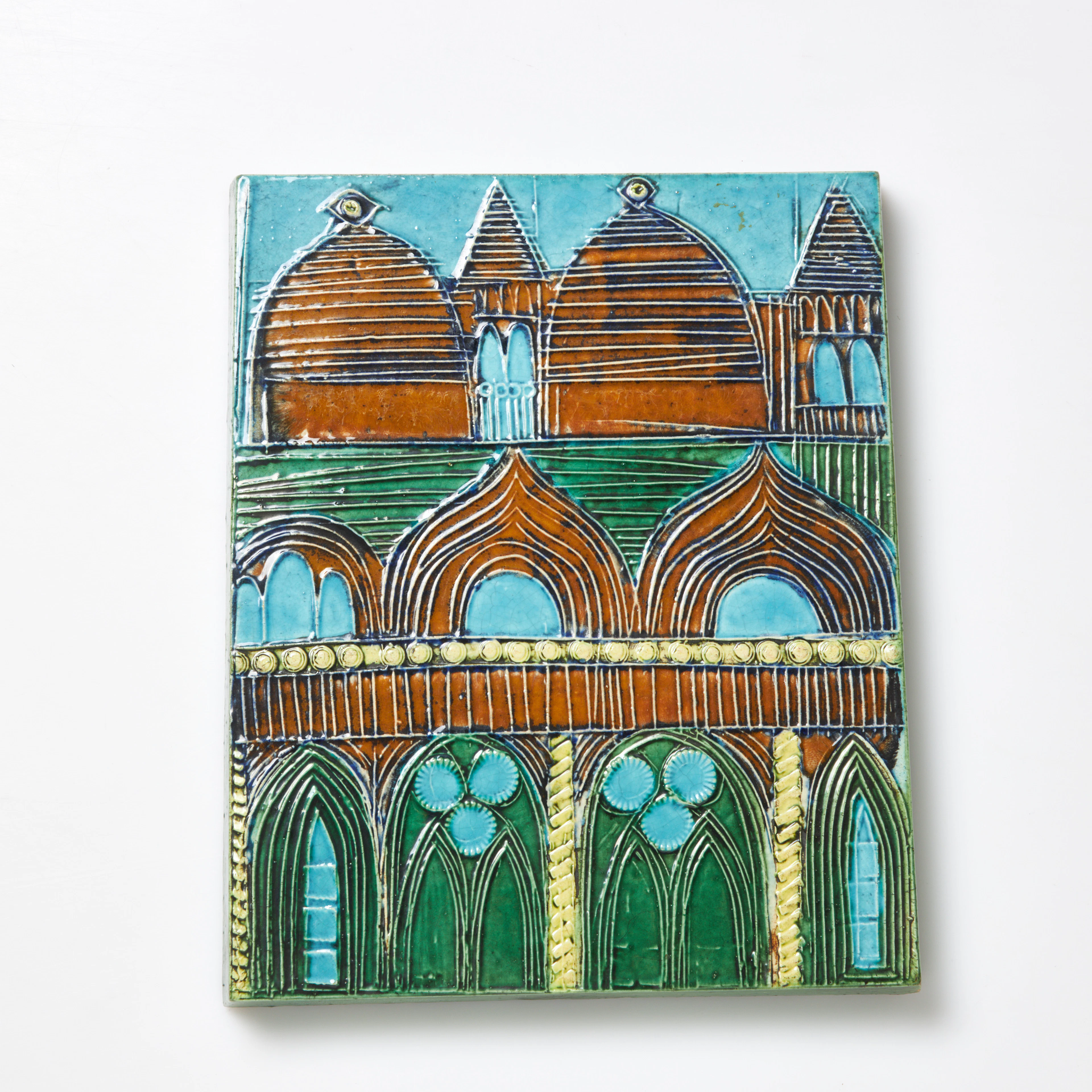 LISA LARSON. Väggplakett, "Venedig", glaserat stengods, Gustavsberg.