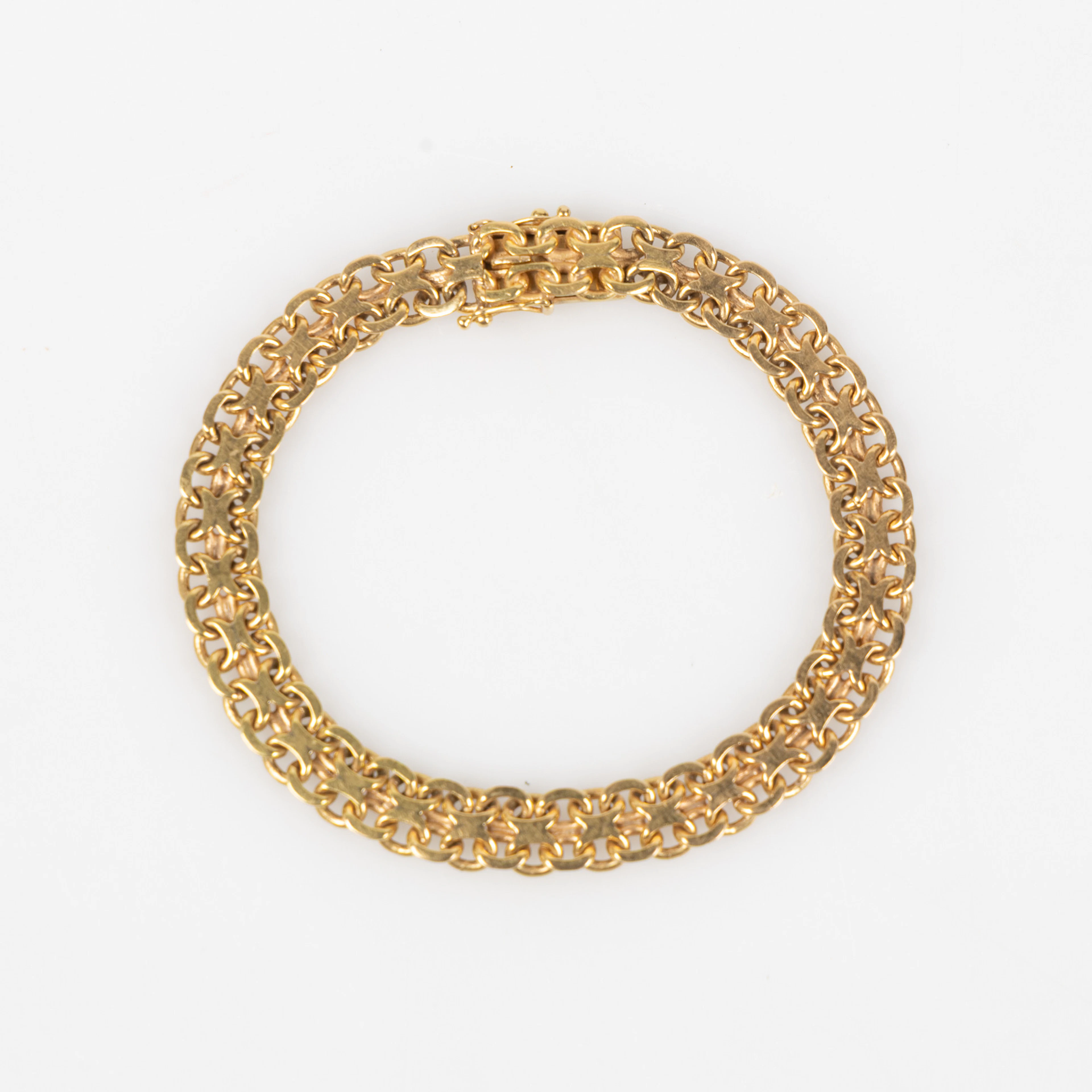 ARMBAND, 18K, X-länk, Svenska Guldvaruaktiebolaget T Be, Stockholm 1965.