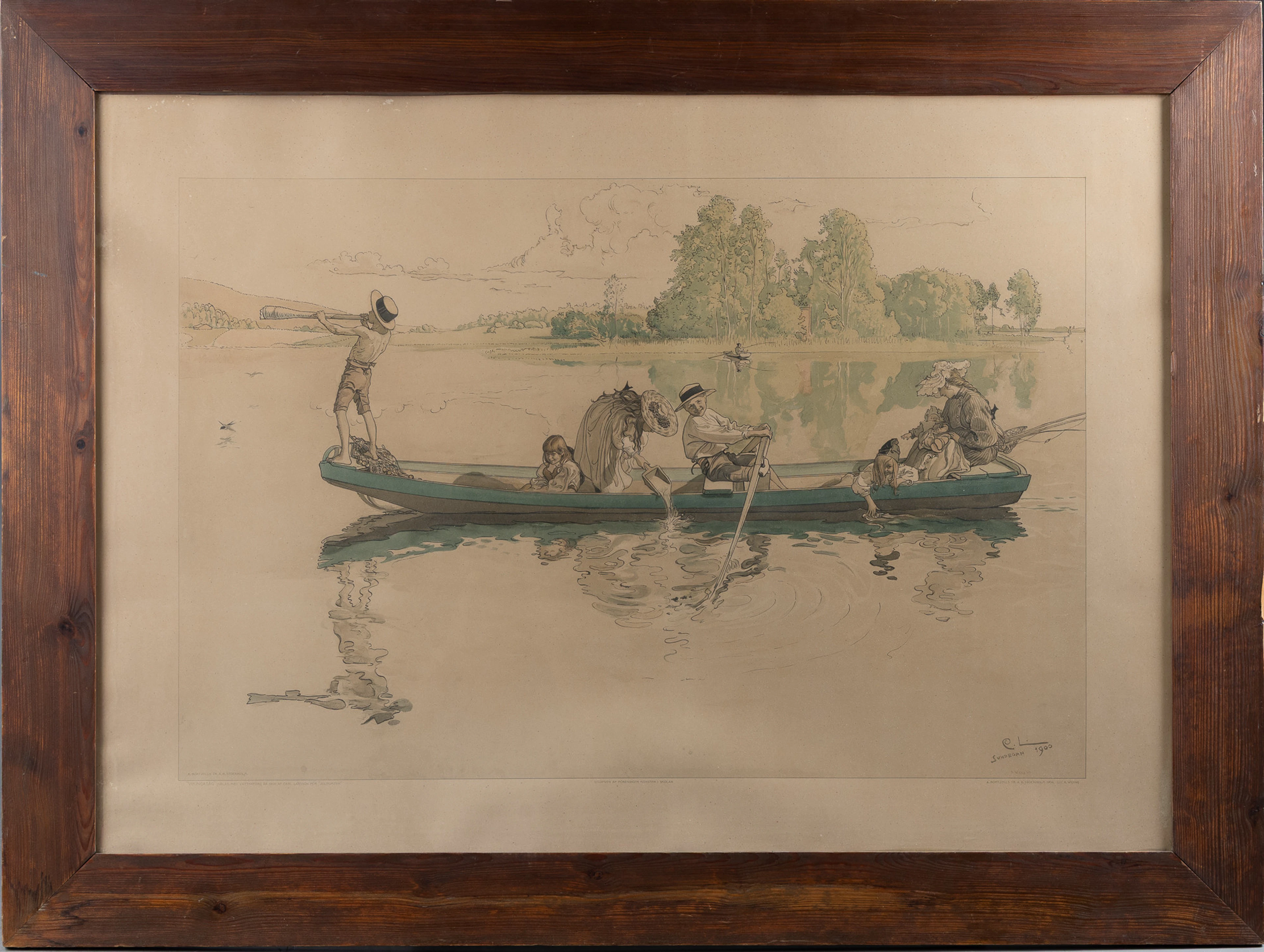 CARL LARSSON. "Vikingatåg i Dalom", tryckt signatur 1900, utgiven