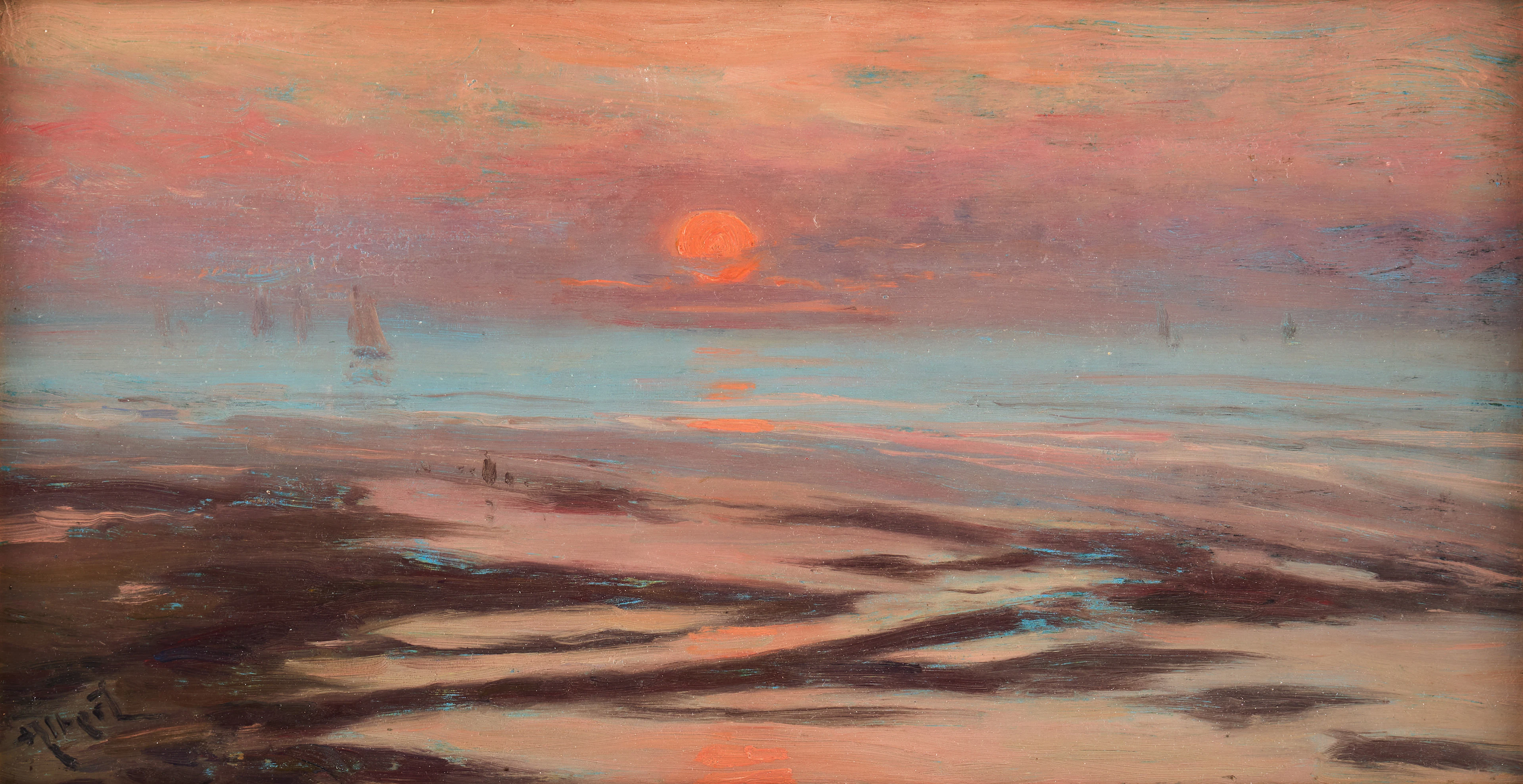 GUSTAVE ALBERT. Kust i aftonrodnad.