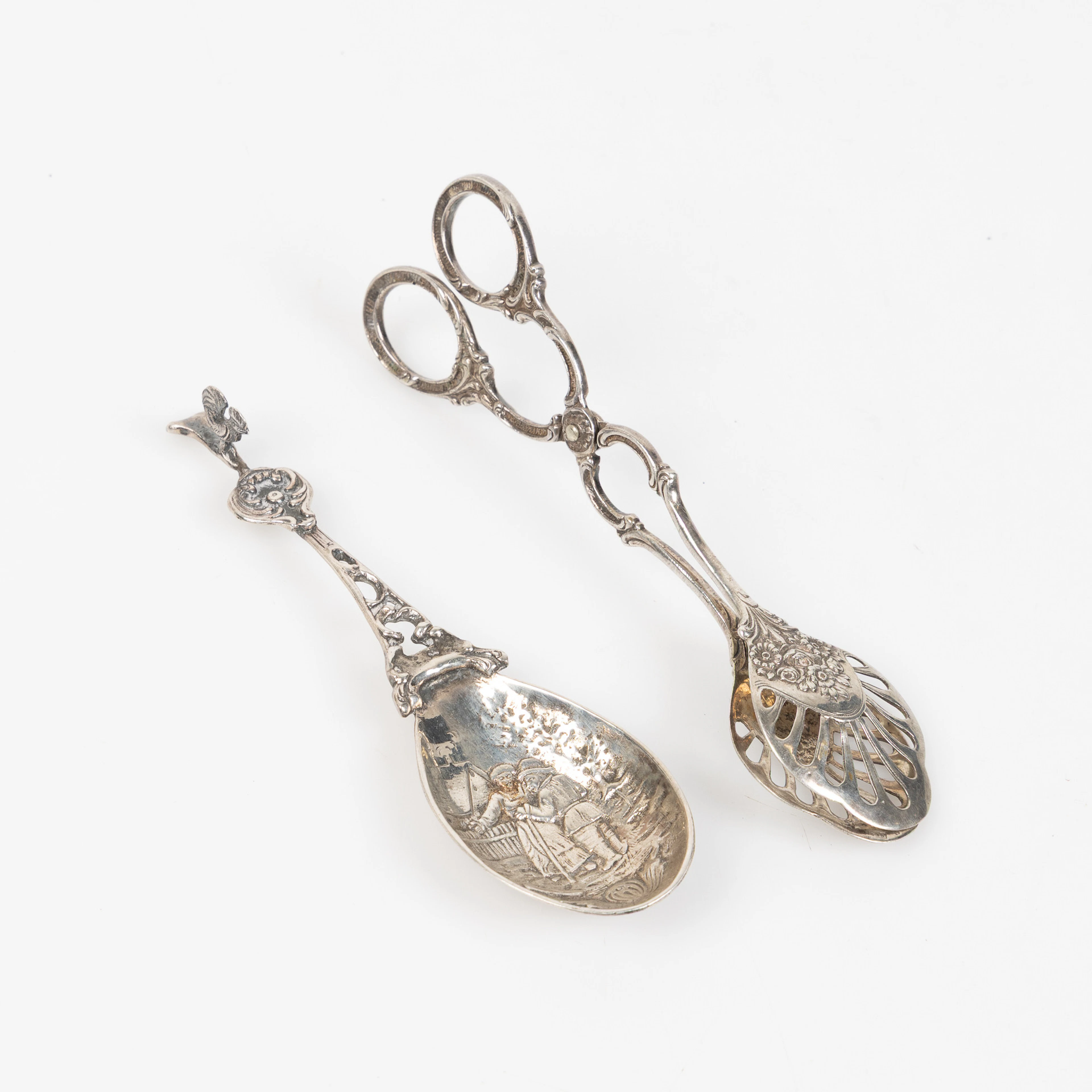 KAKTÅNG & SERVERINGSSKED, svenska importstämplar, silver.