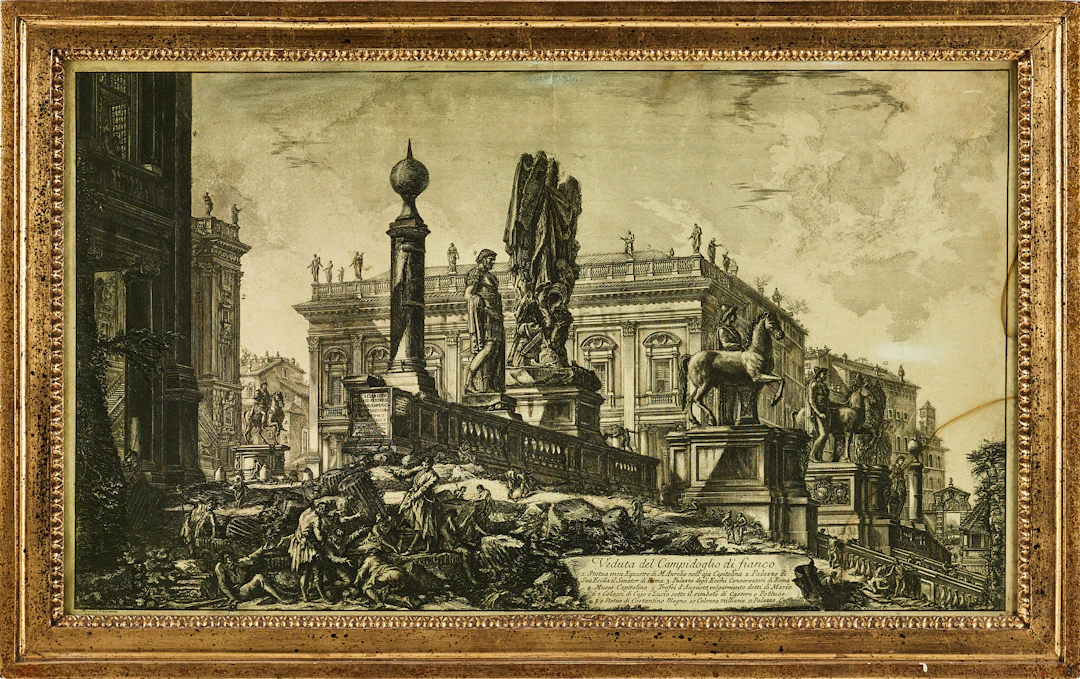 GIOVANNI BATTISTA PIRANESI, etsning, Campidoglio sett från sidan
