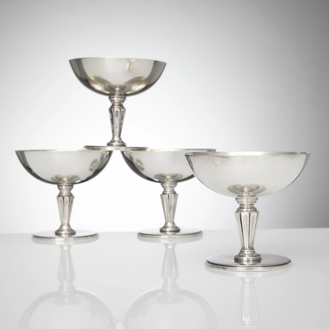 ERIK FLEMING. Cocktailglas, fyra stycken, sterlingsilver, Atelier