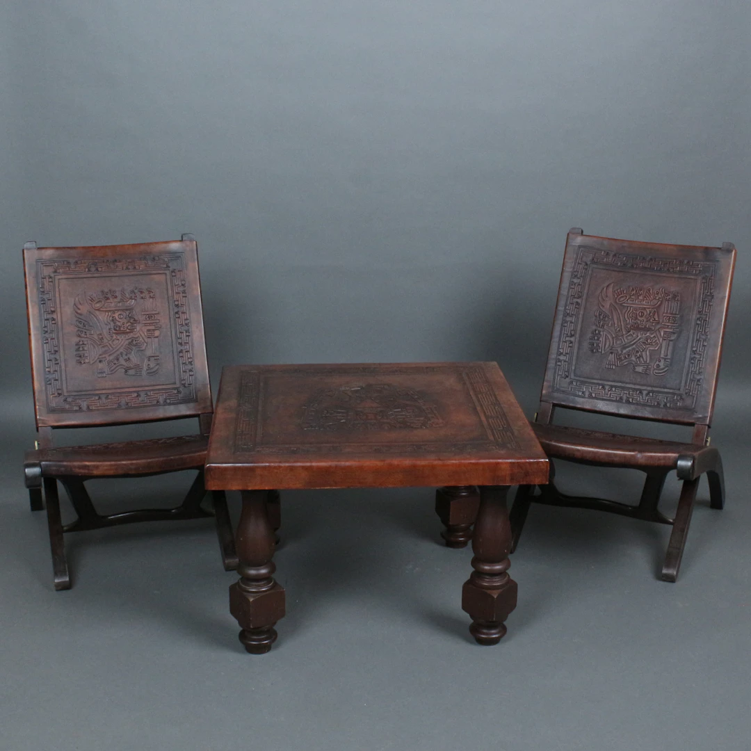 ÁNGEL I. PAZMIÑO. für Muebles de Estilo, Zwei Klappsessel mit Couchtisch