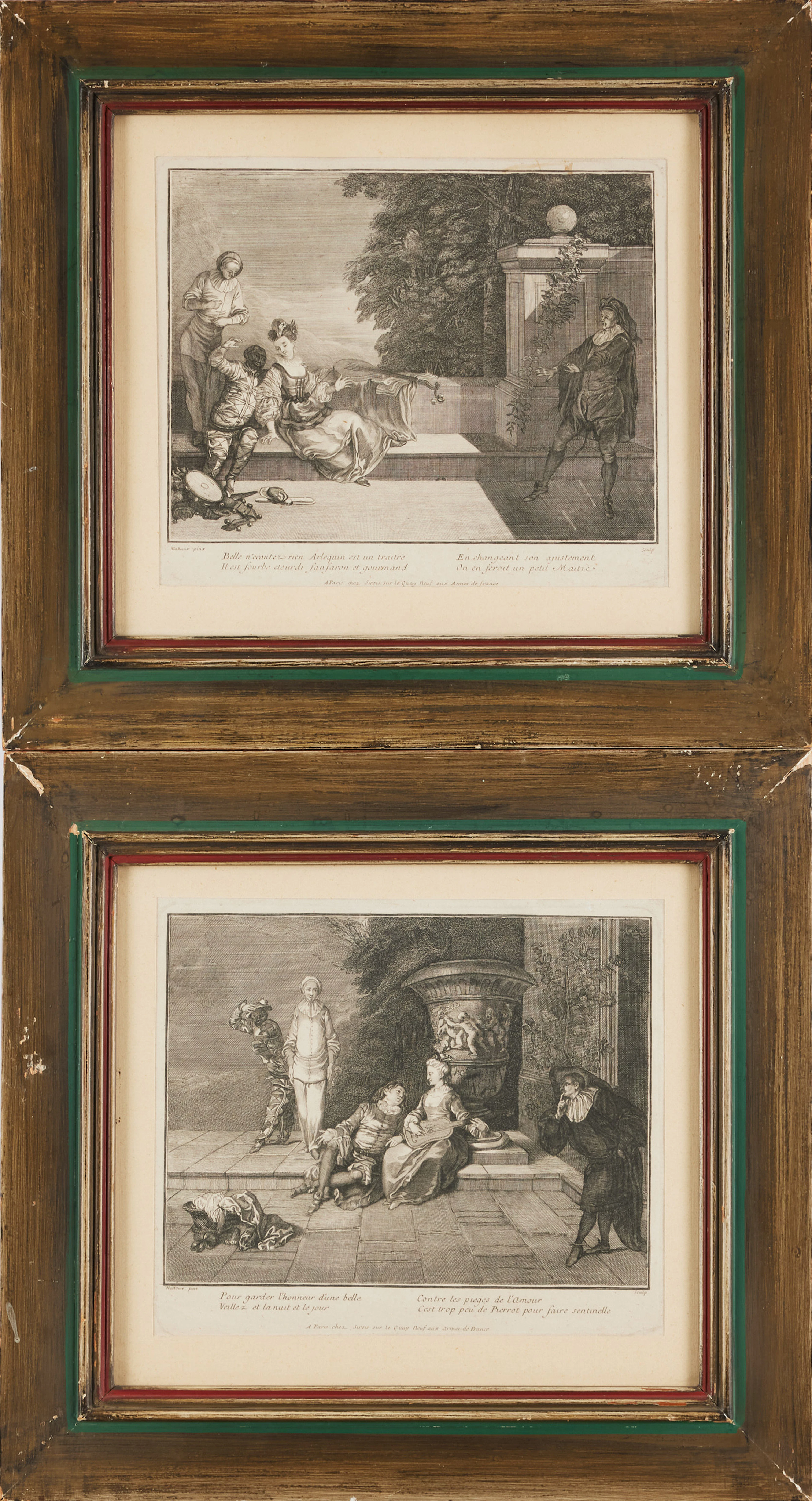 ETSNINGAR, 4 st., efter Jean-Antoine Watteau, resp. efter Karl Wagner.