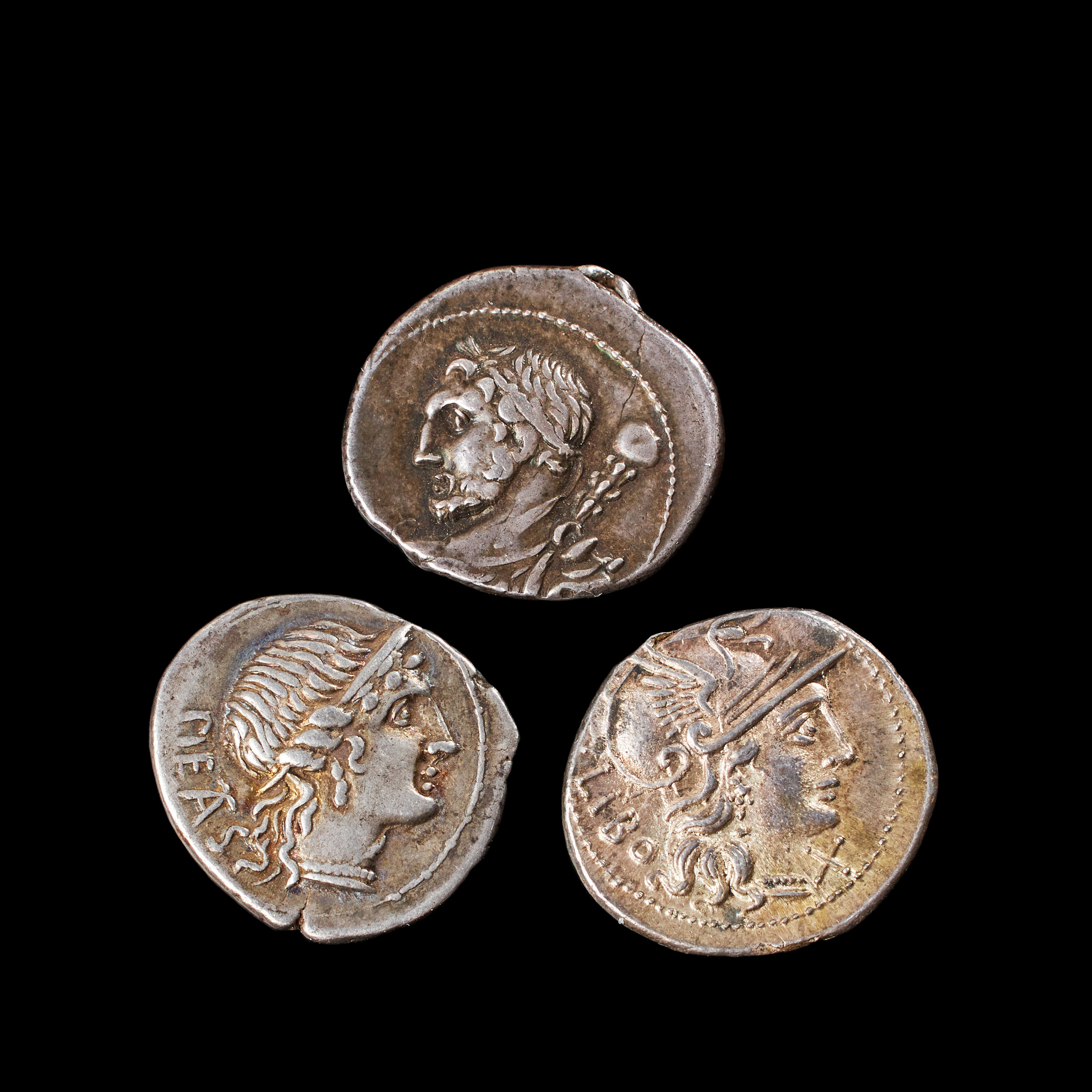 SILVERMYNT, 3 st, romersk republik, T Quinctius, denarius präglad
