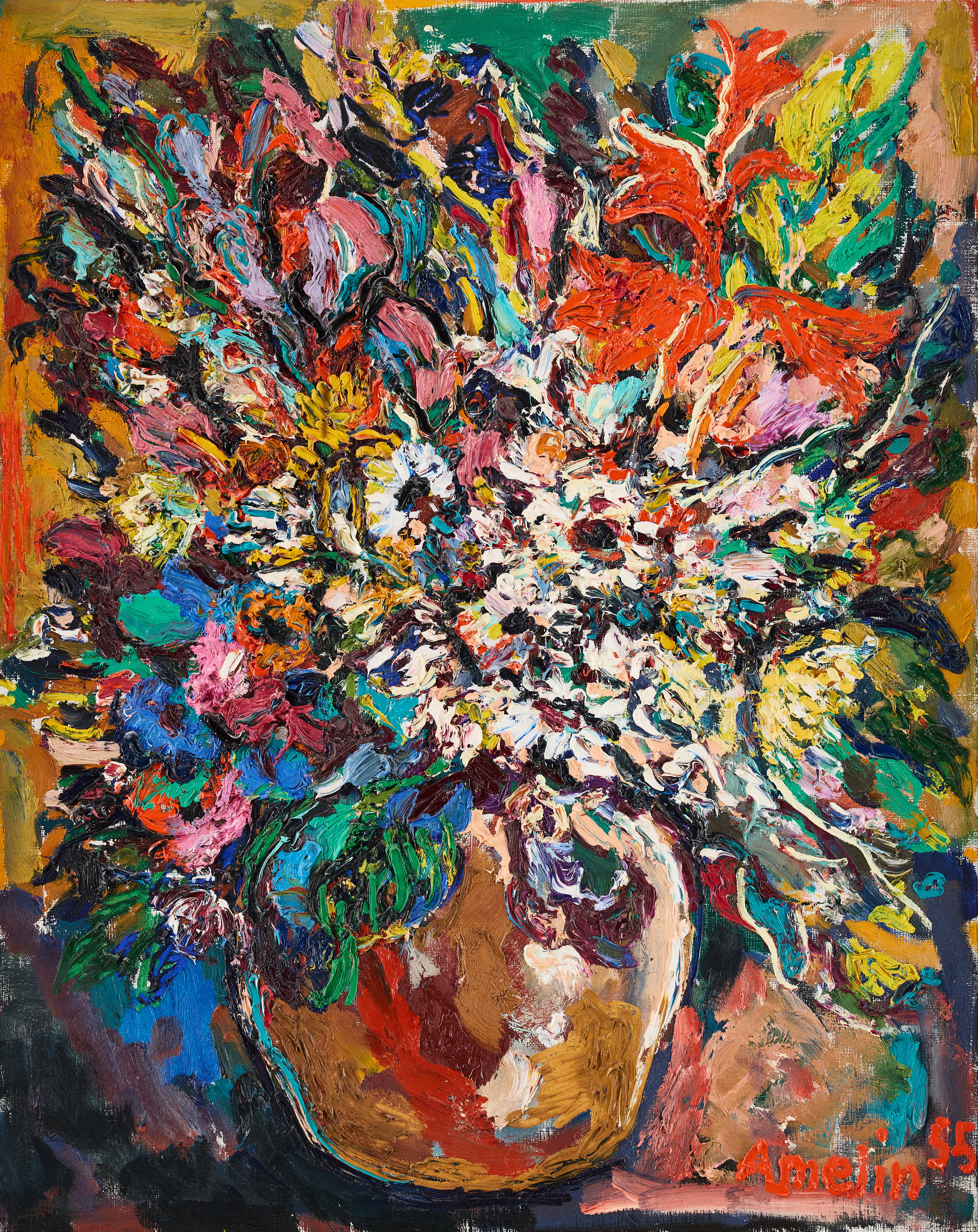 ALBIN AMELIN. Blomsterstilleben.