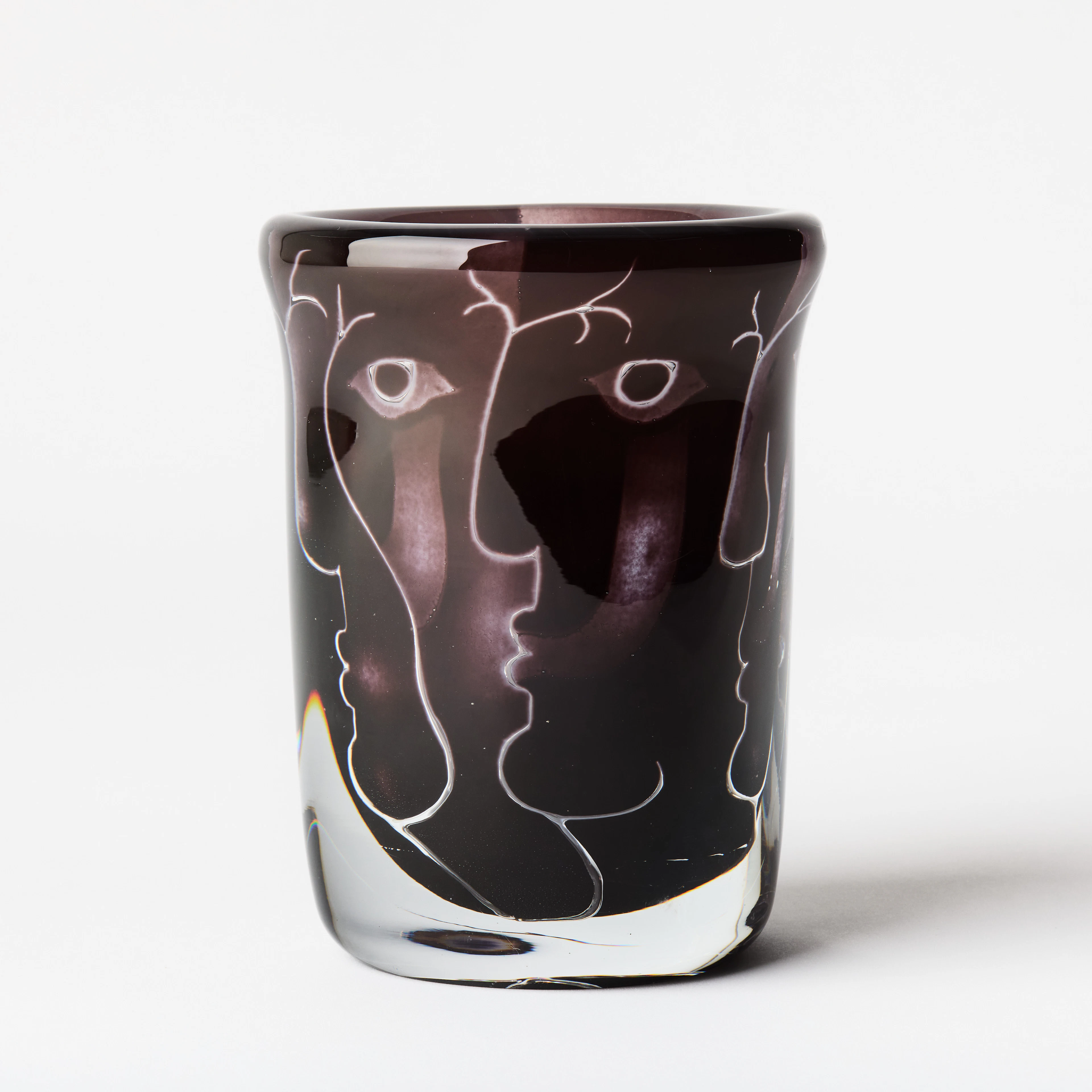 INGEBORG LUNDIN. "Ansikten", vas, Orrefors 1972, Ariel, dekor av luftbubblor