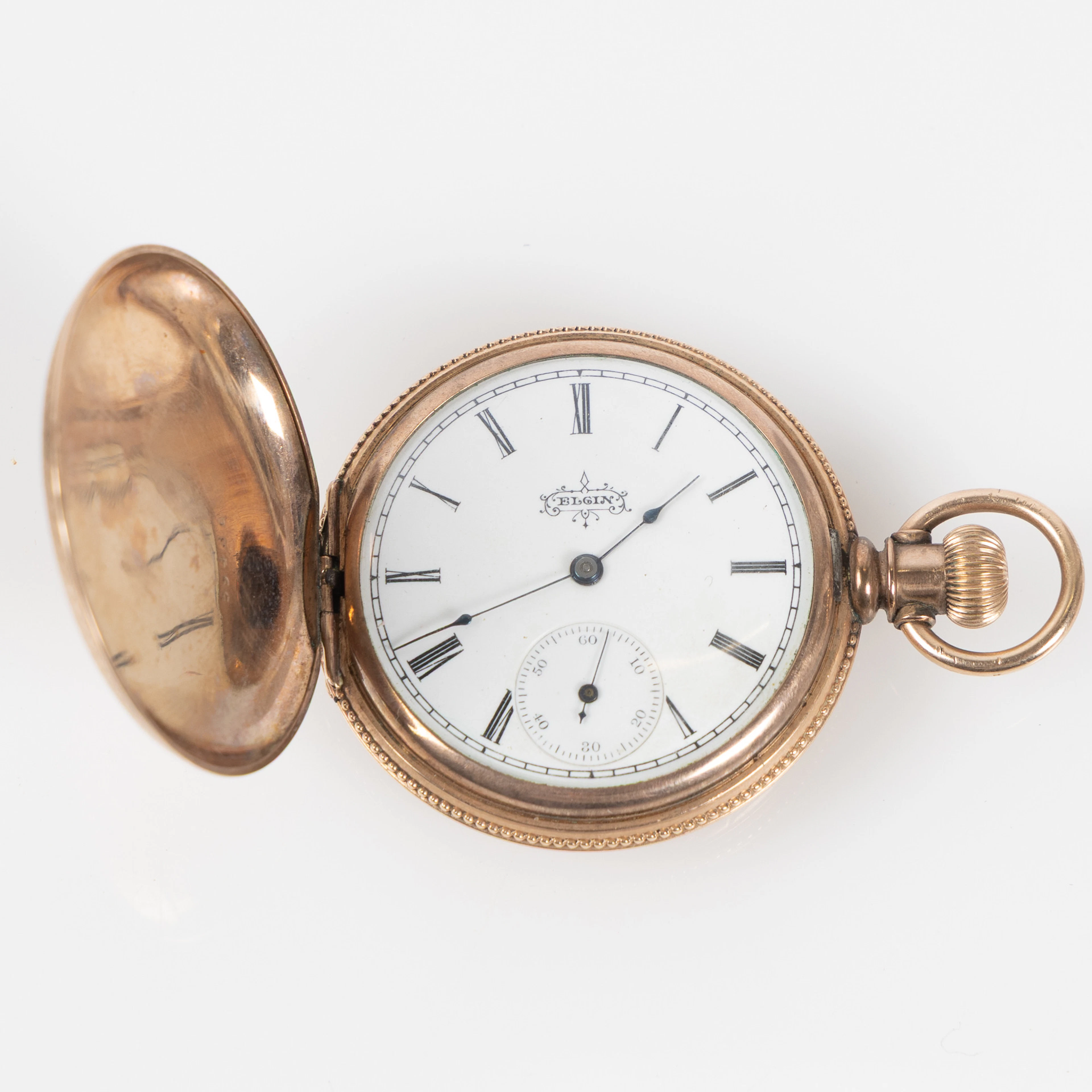 ELGIN, fickur, sk. mormorsur, savonett, 40 mm, 10K guld (Lion case), 1890-tal.