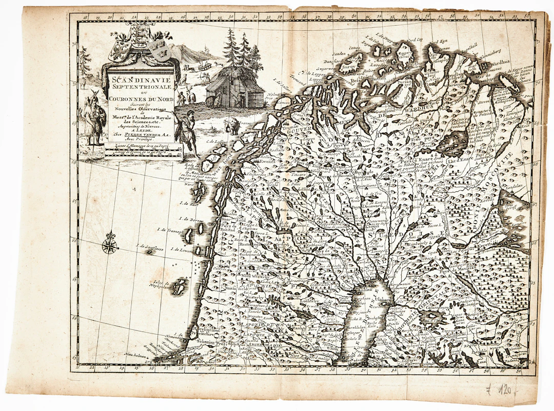 KARTA ÖVER NORRA SKANDINAVIEN AV VAN DER AA, ca 1710.