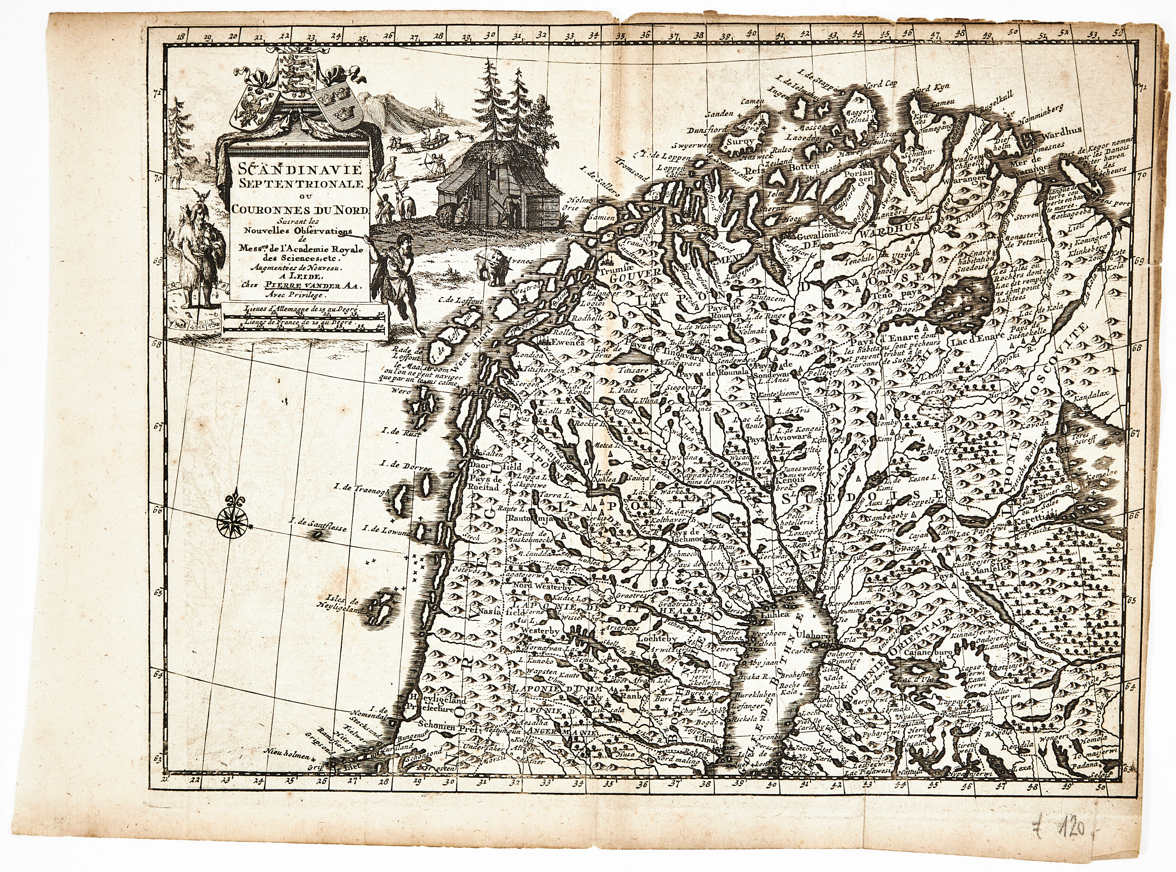 KARTA ÖVER NORRA SKANDINAVIEN AV VAN DER AA, ca 1710.