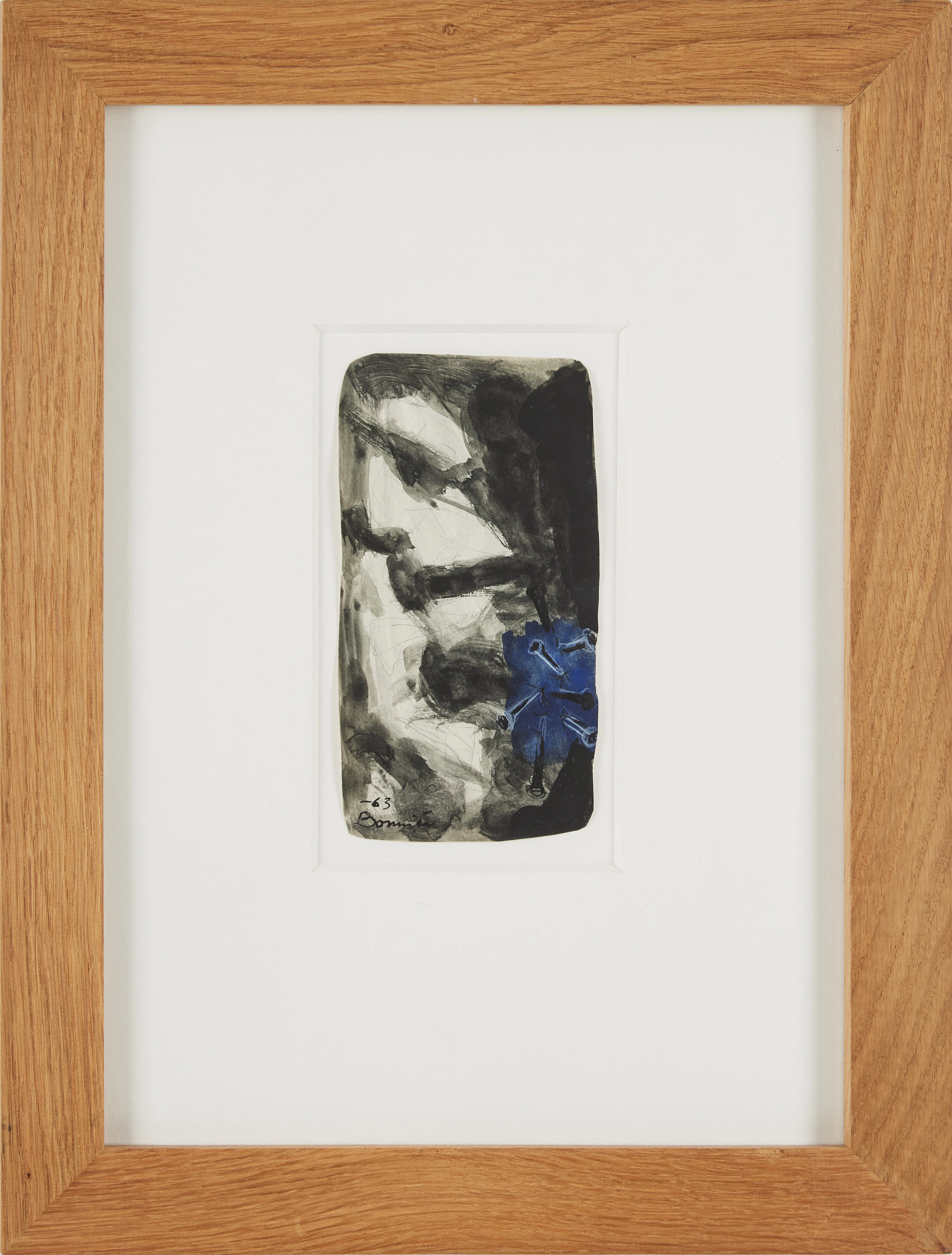 OLLE BONNIÉR. "Spikmembran", blandteknik på papper, signerad och daterad 1963.