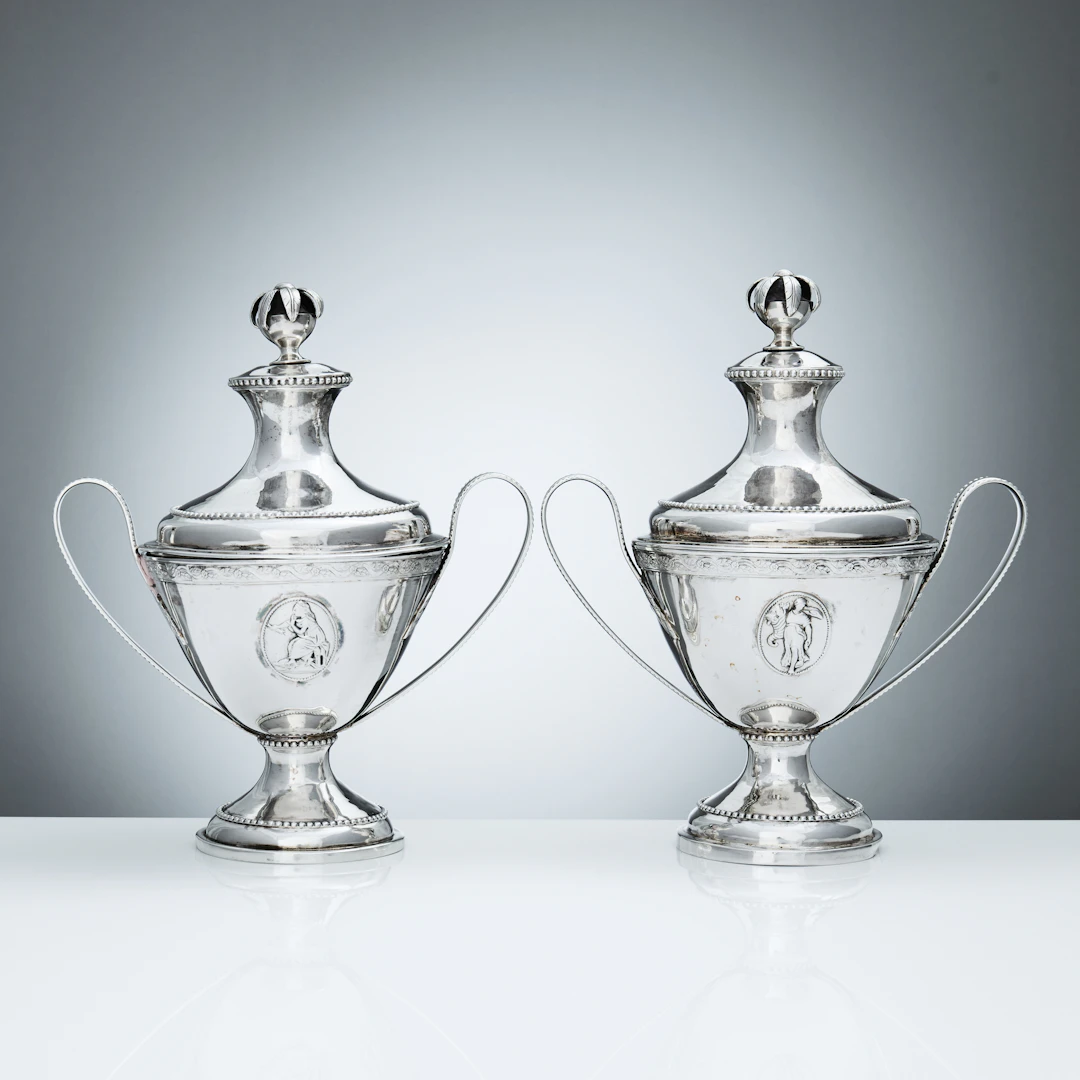 ANDERS BRANDT. Sockerskålar, ett par, silver, Norrköping 1788. Gustavianska.