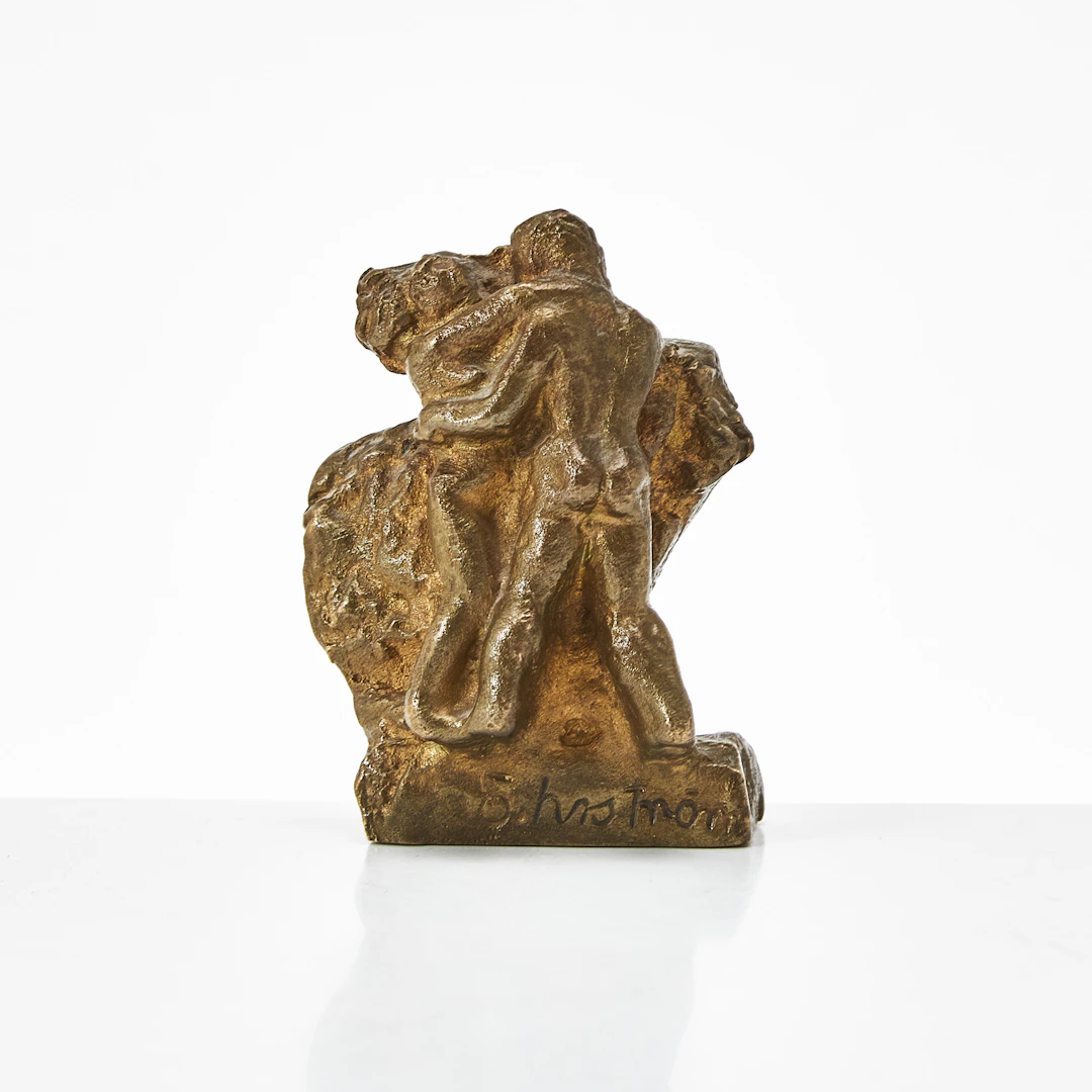 EDVIN ÖHRSTRÖM. Skulptur, famnande par i dans, brons, gjuten hos E.