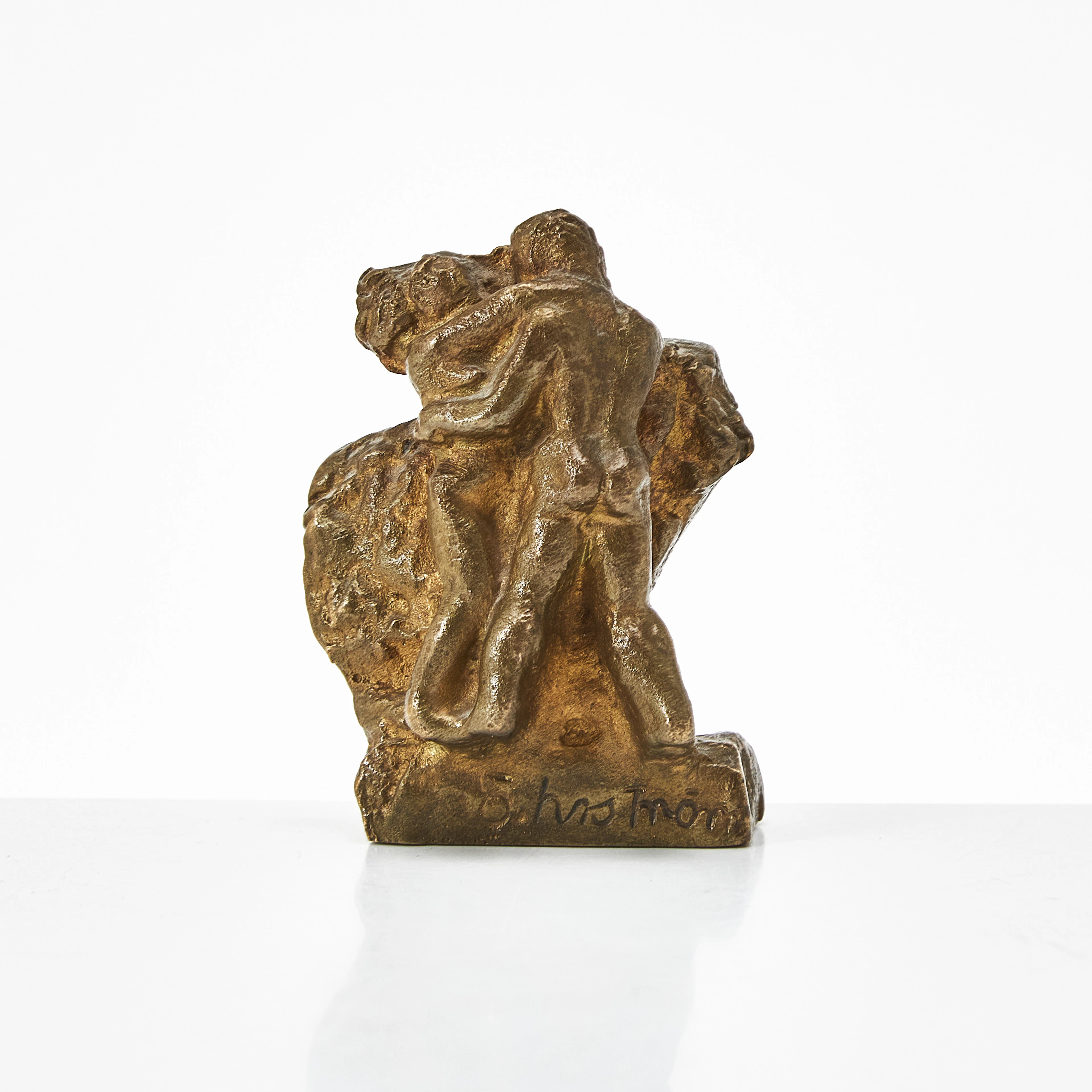 EDVIN ÖHRSTRÖM. Skulptur, famnande par i dans, brons, gjuten hos E.