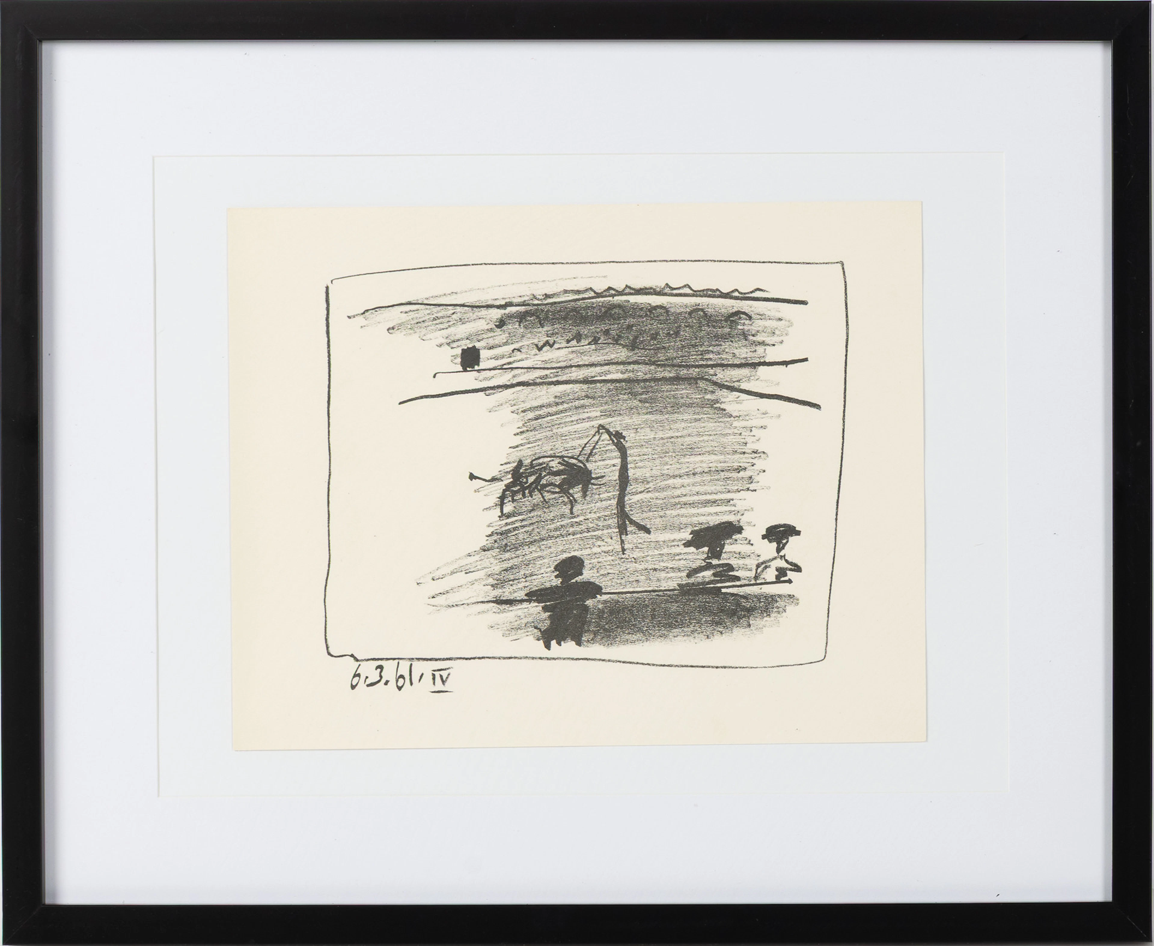 PABLO PICASSO. "Les Banderilles", originallitografi, ur "A los Toros