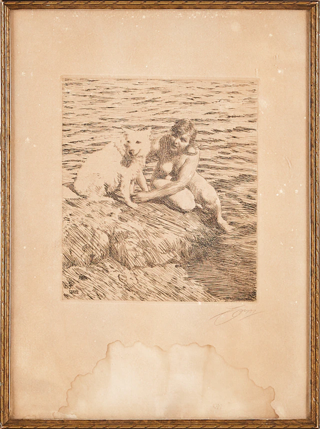 ANDERS ZORN. Etsning, "Sappo", signerad och daterad i plåten 1917