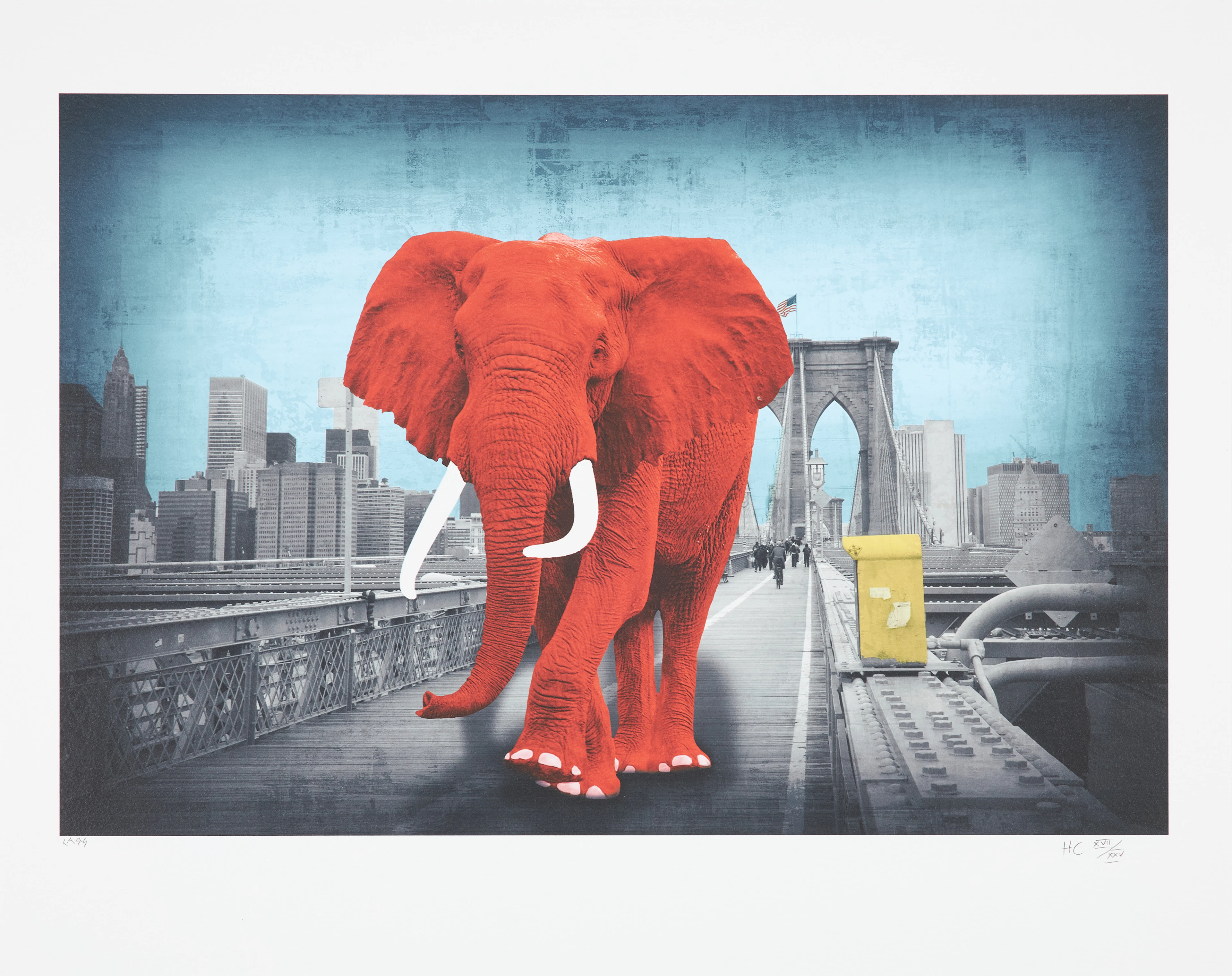 LARS TUNEBO. "Tripping on Brooklyn Bridge", plantryck, signerad och