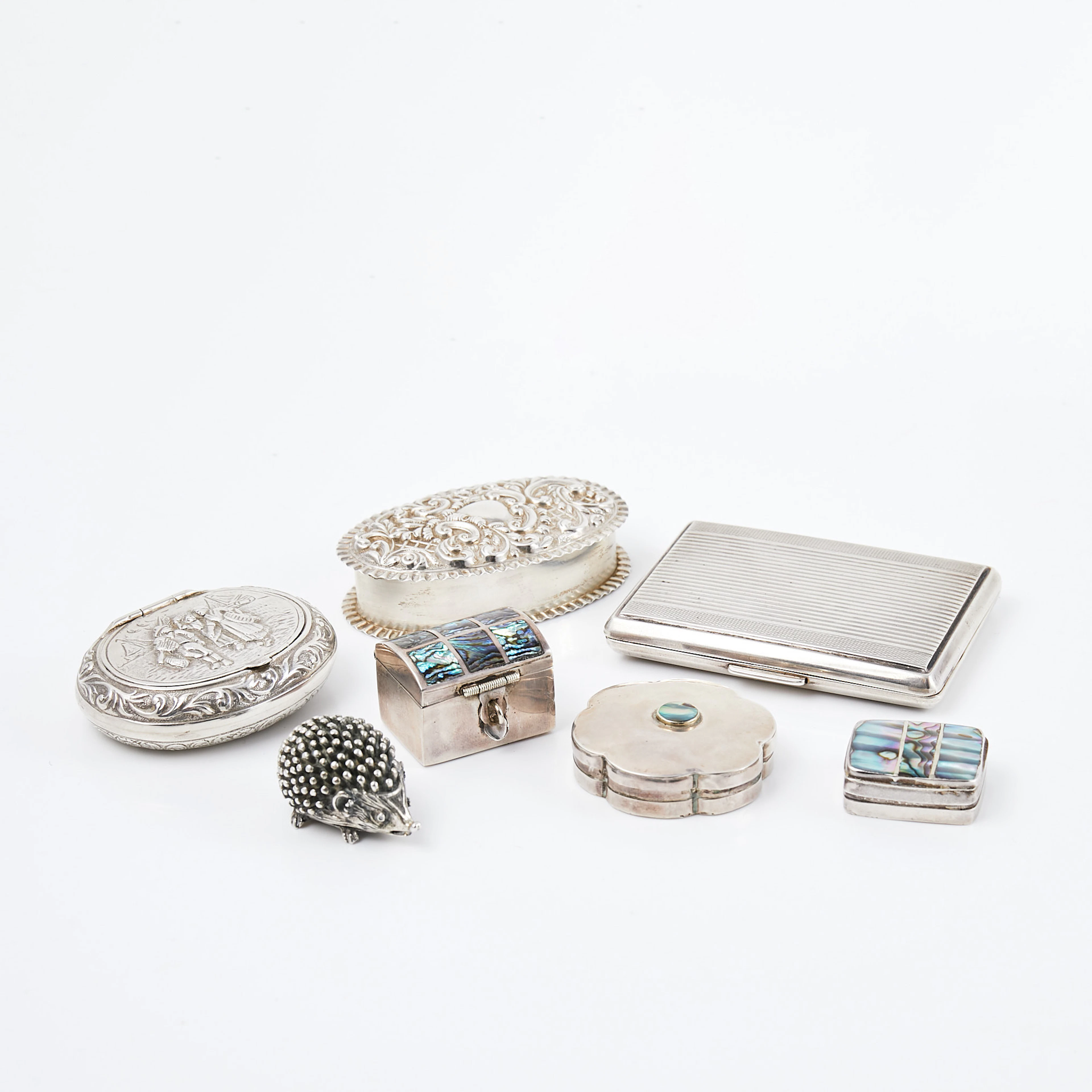 DOSOR, 7 st, silver och sterlingsilver, med bl.a. pärlemorintarsia
