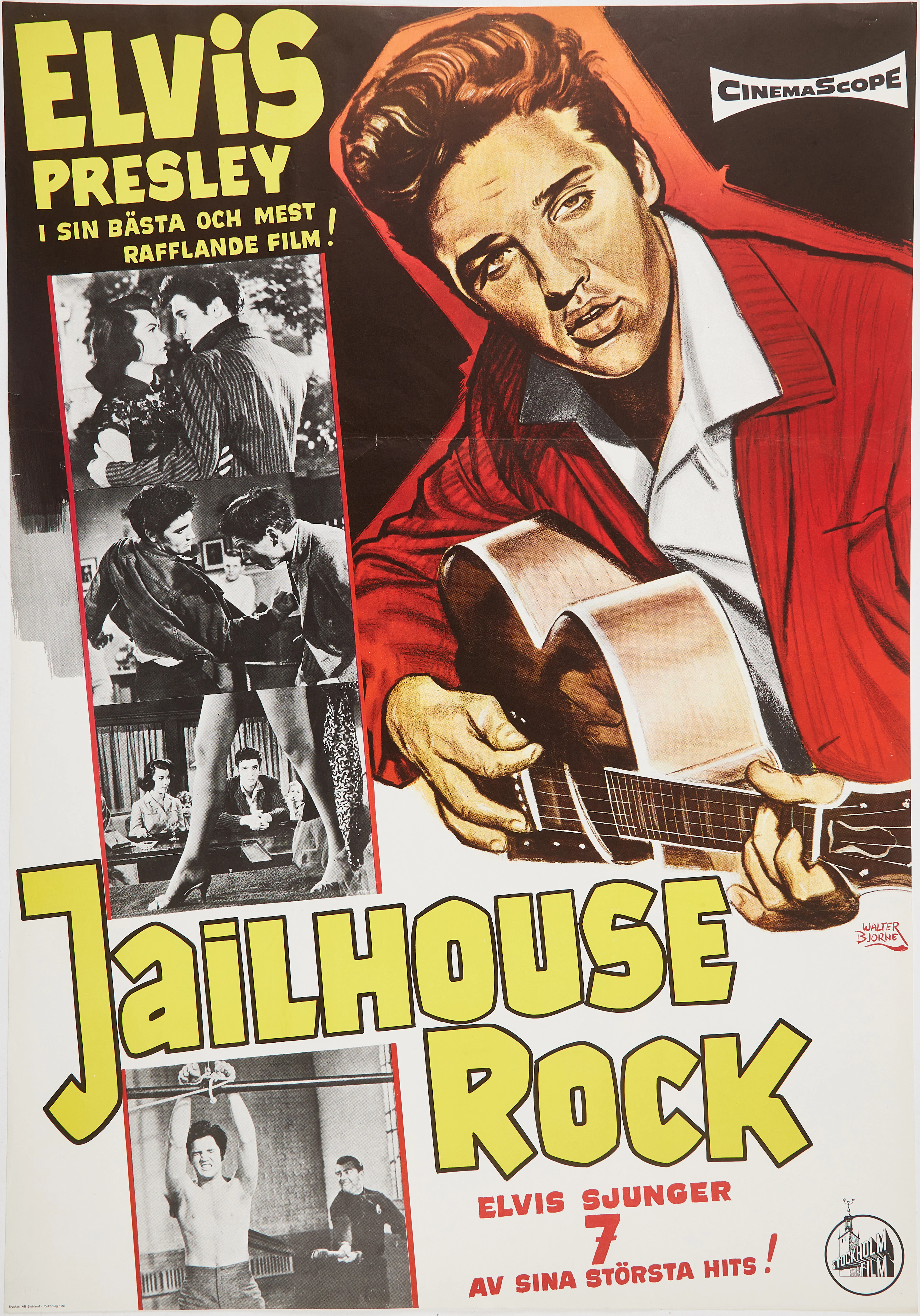 WALTER BJORNE (1908-2000) Elvis Presley filmaffisch "Jailhouse rock"