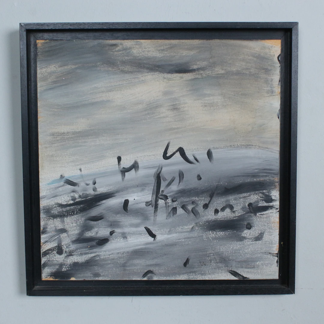 UNBEKANNTER KÜNSTLER. Öl auf Holzplatte, '' Ohne Titel '' (1991).