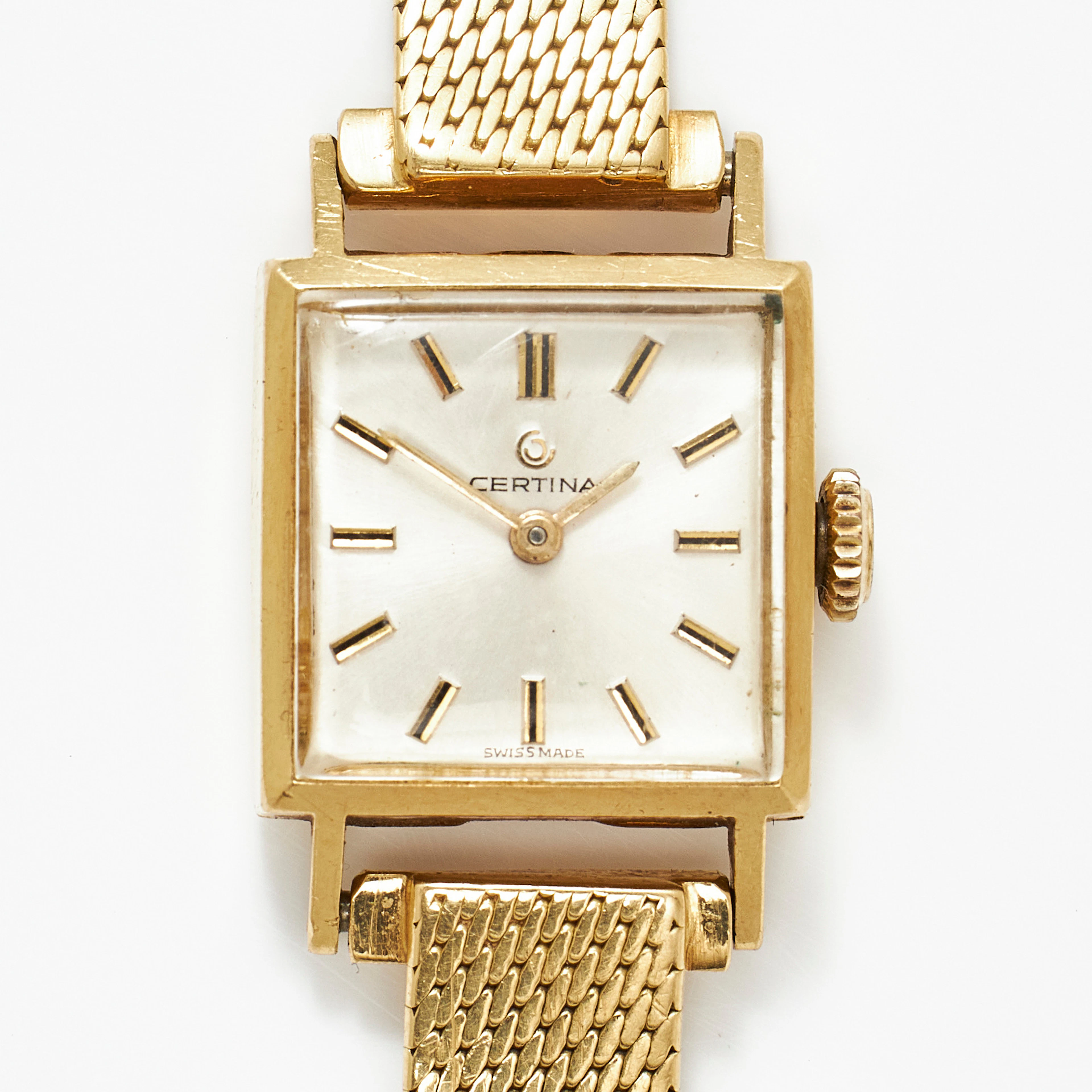 CERTINA, armbandsur, manuell, plexiglas, armband, 18 k guld, med italienska