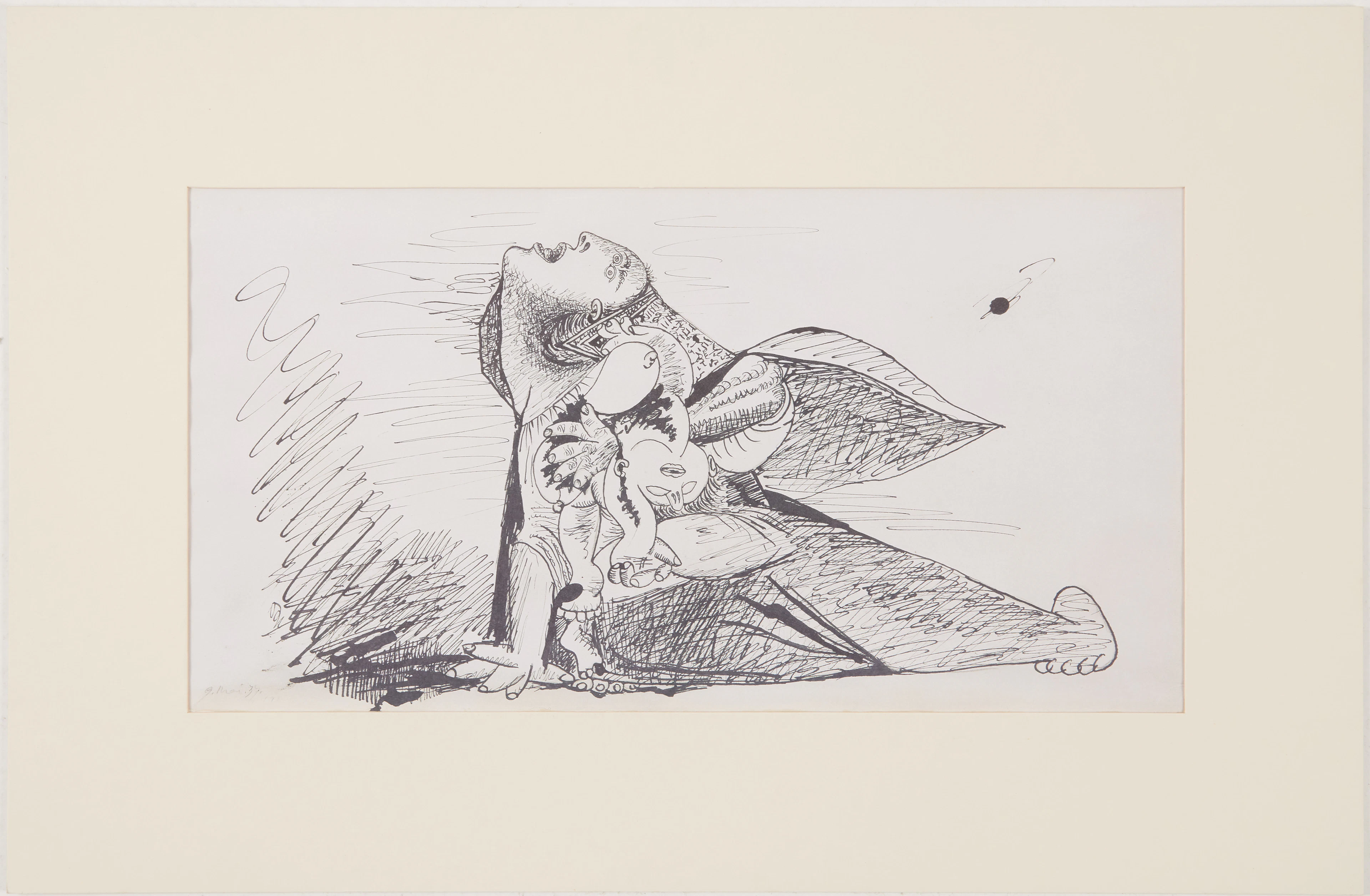 PABLO PICASSO. EFTER. Faksimilskiss, ur ”Guernica”, svensk utgåva
