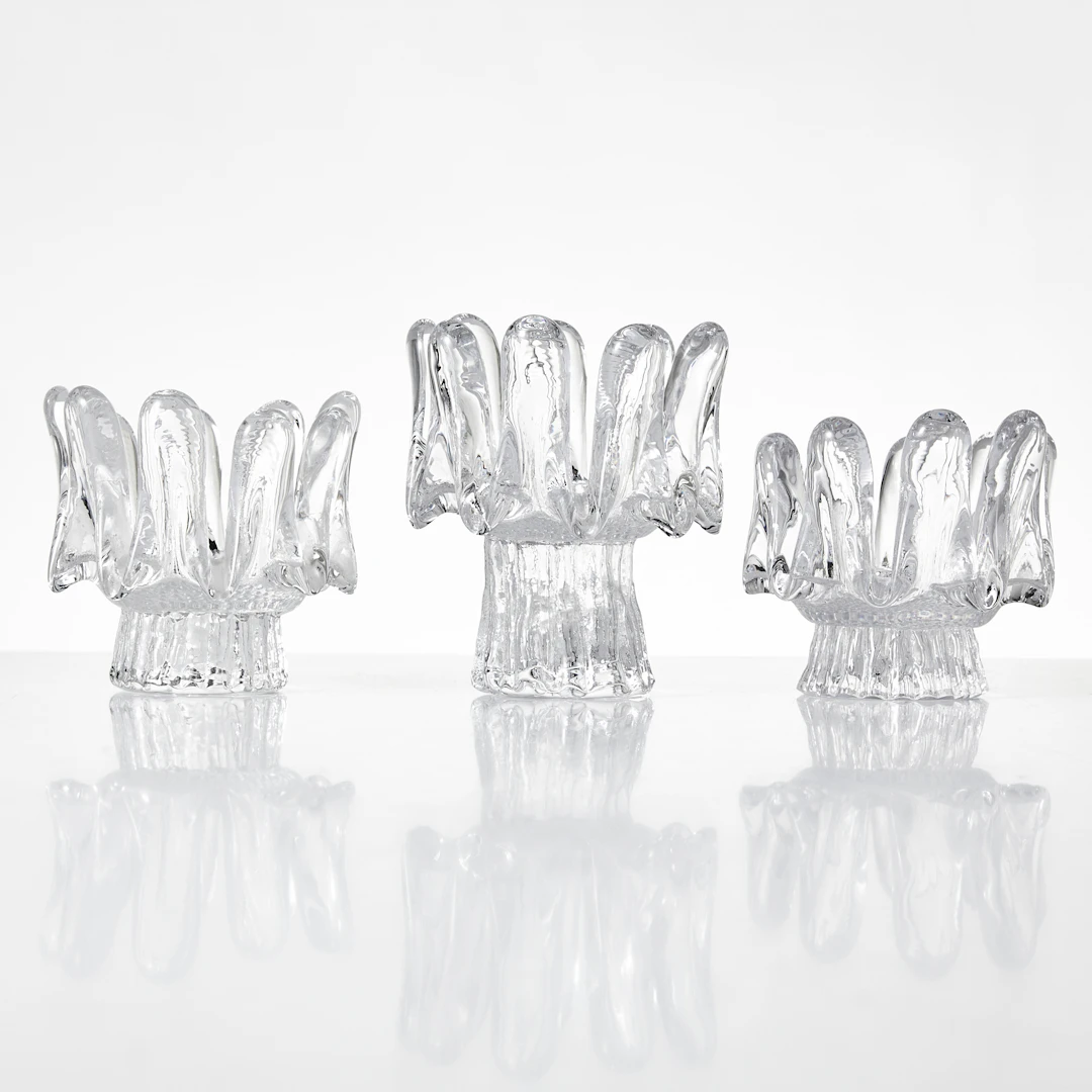 GÖRAN WÄRFF. Ljushållare 3 st, glas, "Sunflower", Kosta. 1900-talets