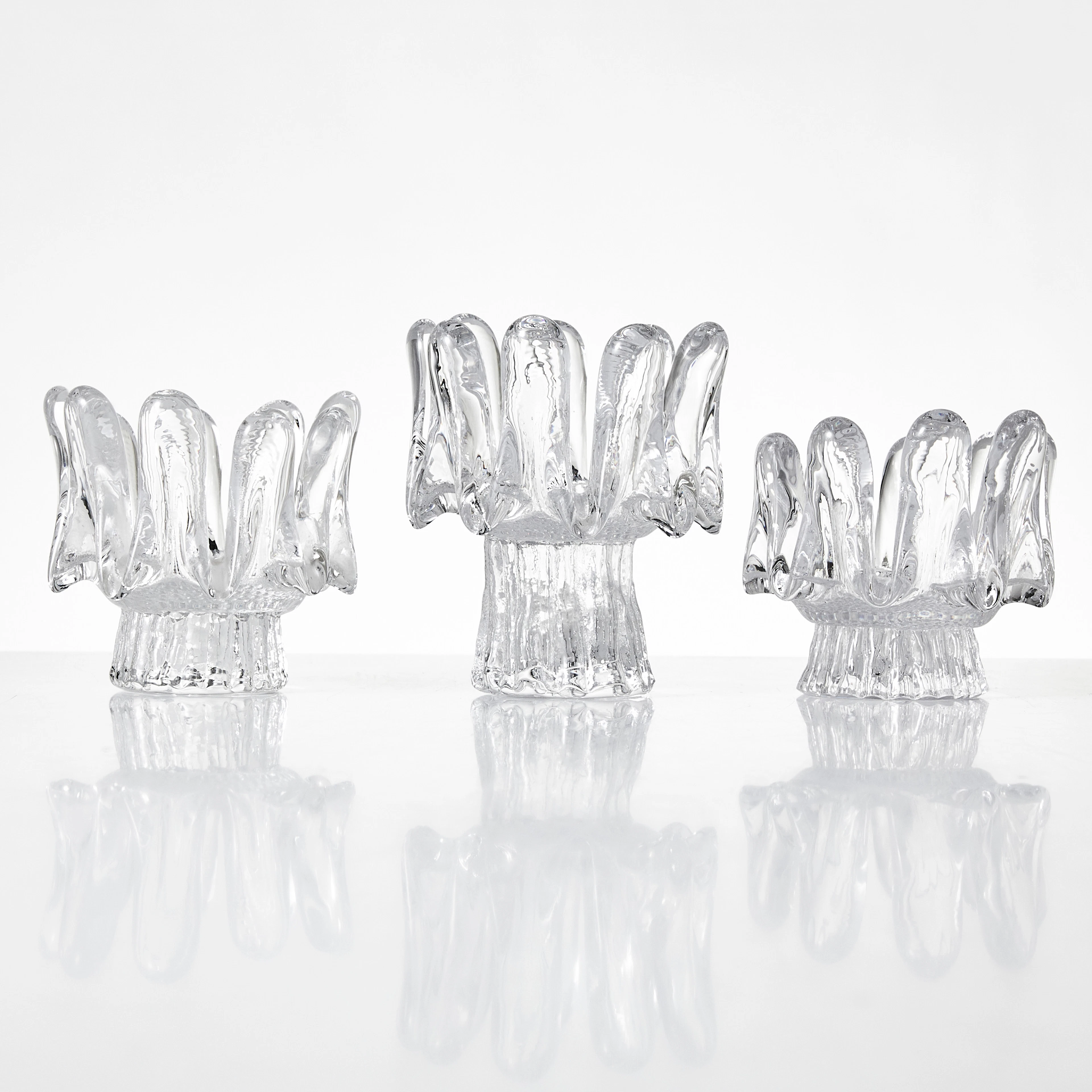 GÖRAN WÄRFF. Ljushållare 3 st, glas, "Sunflower", Kosta. 1900-talets