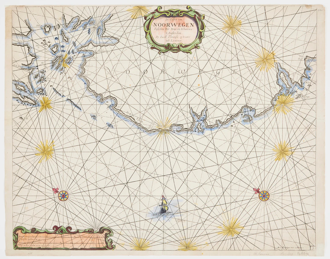 THEUNTIZ LOOTSMAN, SEACHART NORWAY, c. 1690.