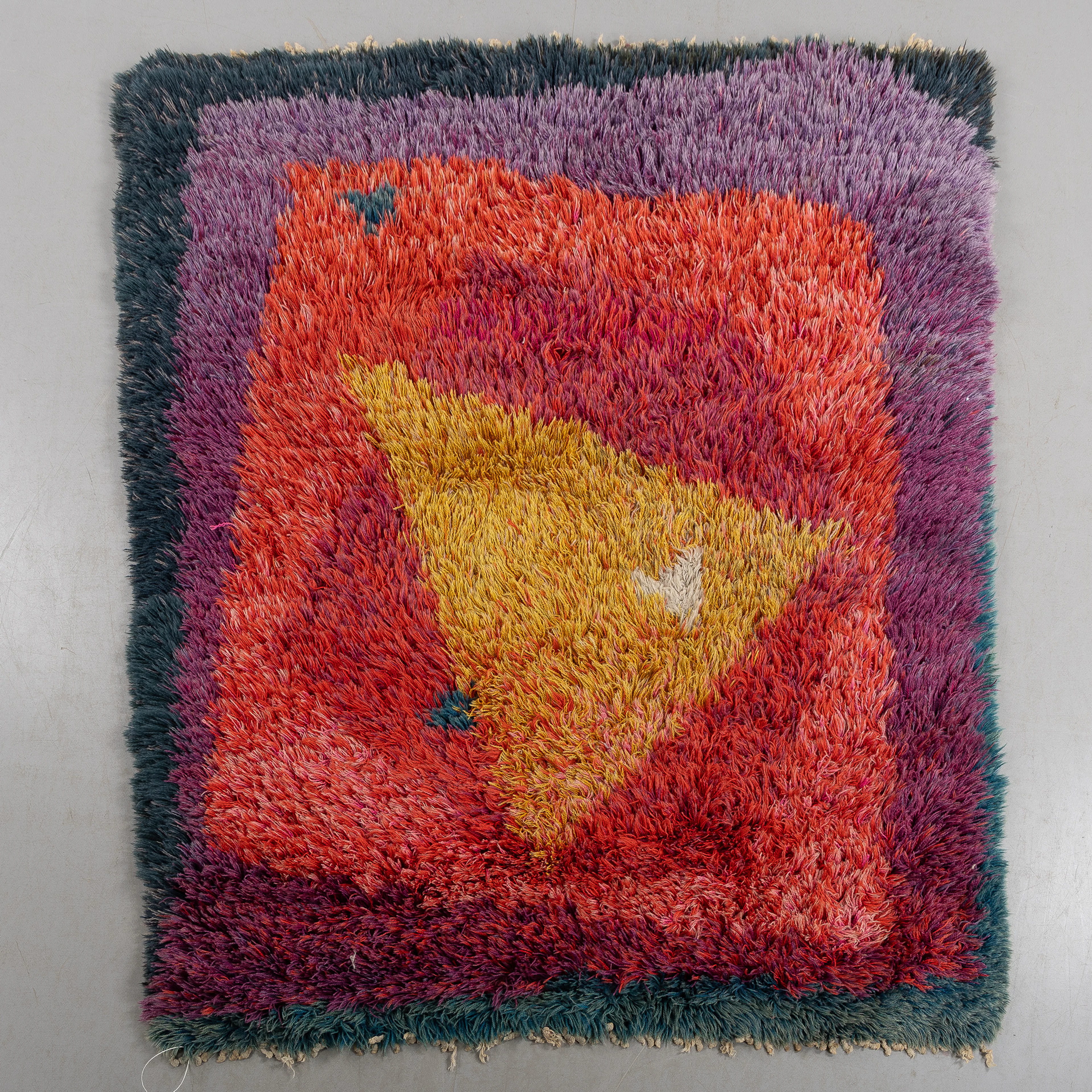VIOLA GRÅSTEN. Matta, rya, "Square", NK Textilkammare, 1960-tal.