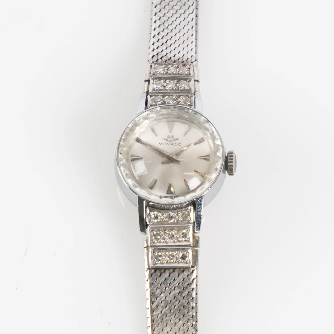 MOVADO, armbandsur, 18 mm, 18K vitguld, 1960-tal.