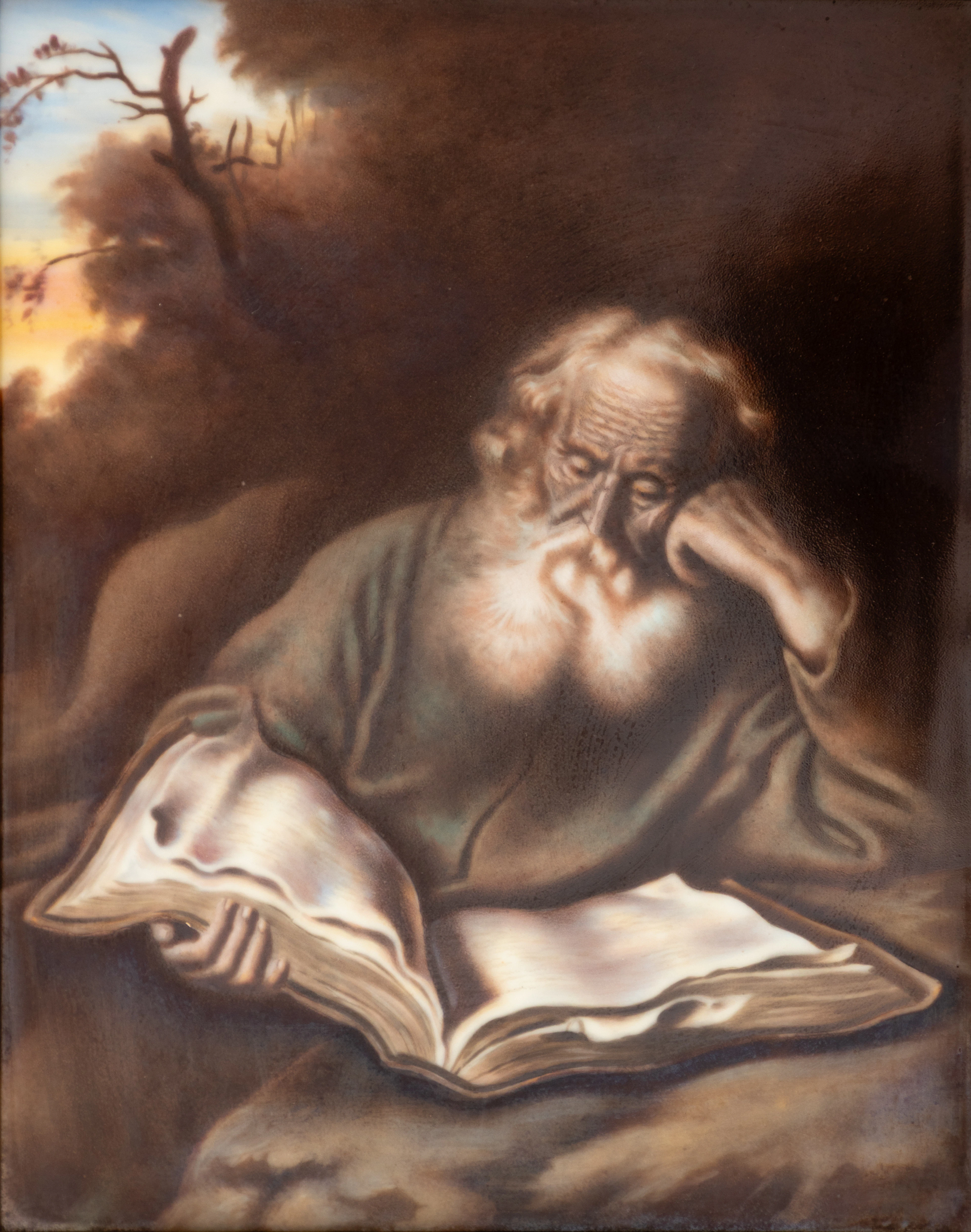 Porzellanbild ´Einsiedler` nach Salomon Konick (Amsterdam 1609-1656