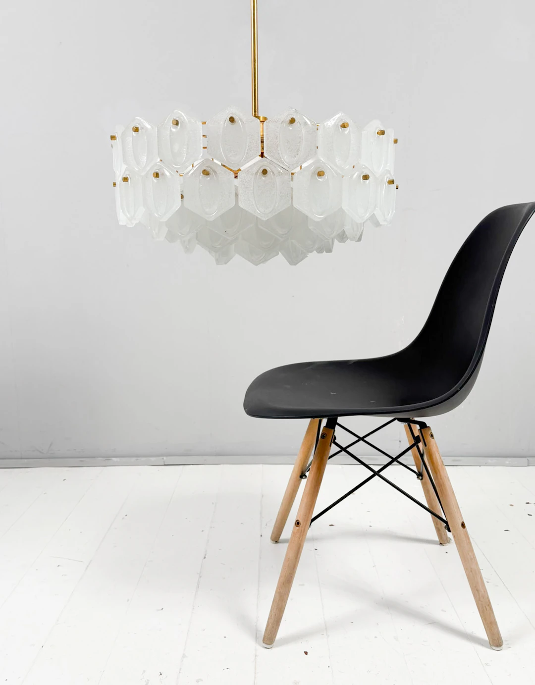Mid Century Kronleuchter/Deckenlampe, Kristallglas von Kinkeldey