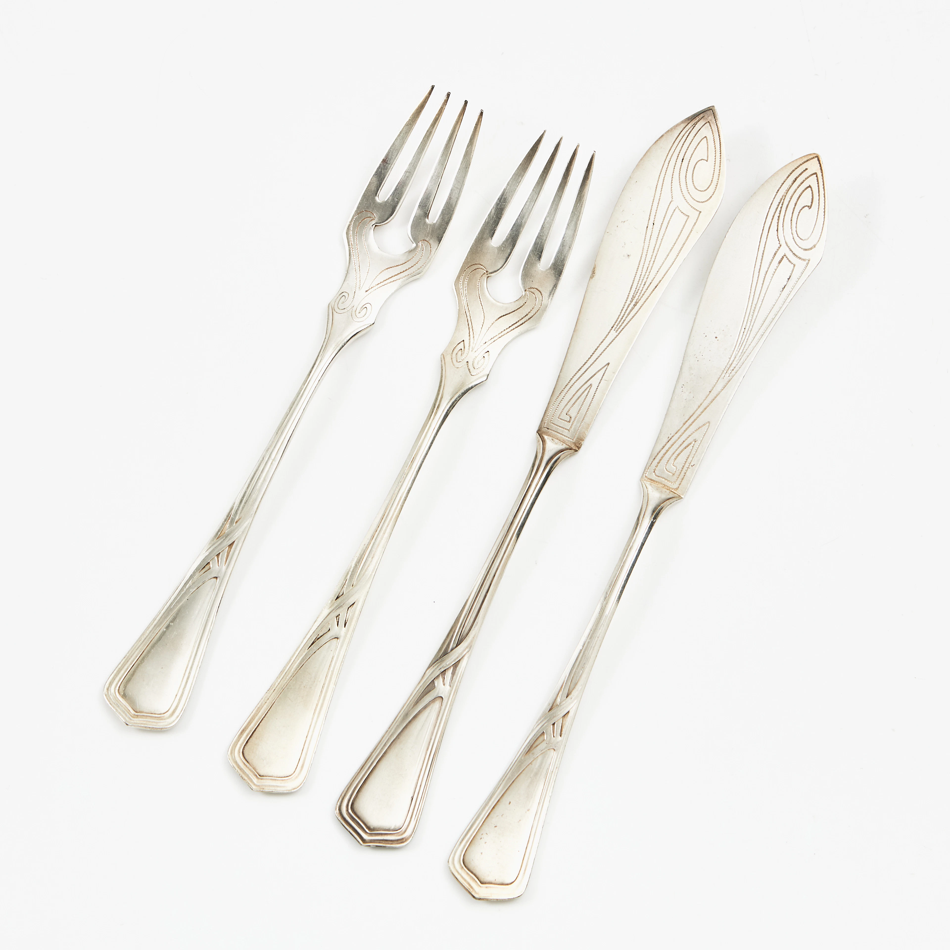 FISKBESTICK, 32 dlr., nysilver, A.G Dufva, 1900-talets början, Jugend.