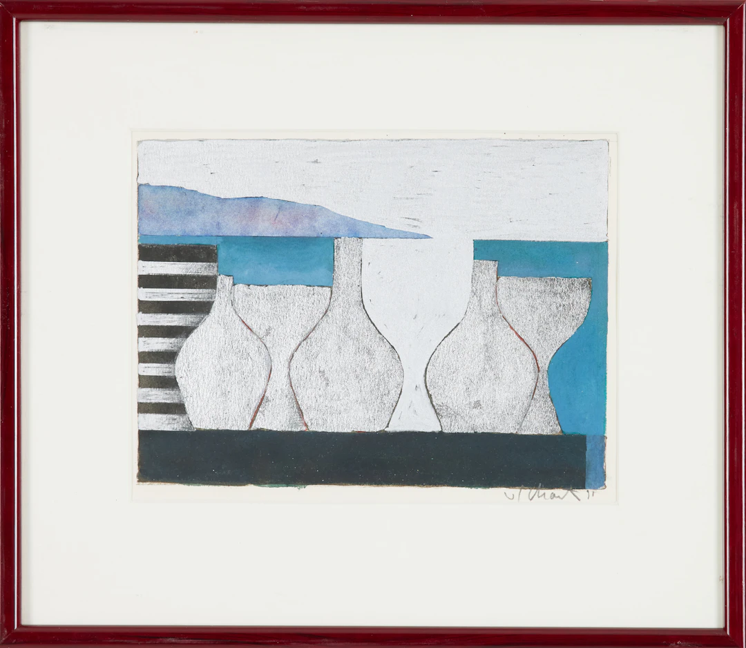 PHILIP VON SCHANTZ. Flaskor Väddö, gouache, signerad och daterad 91.