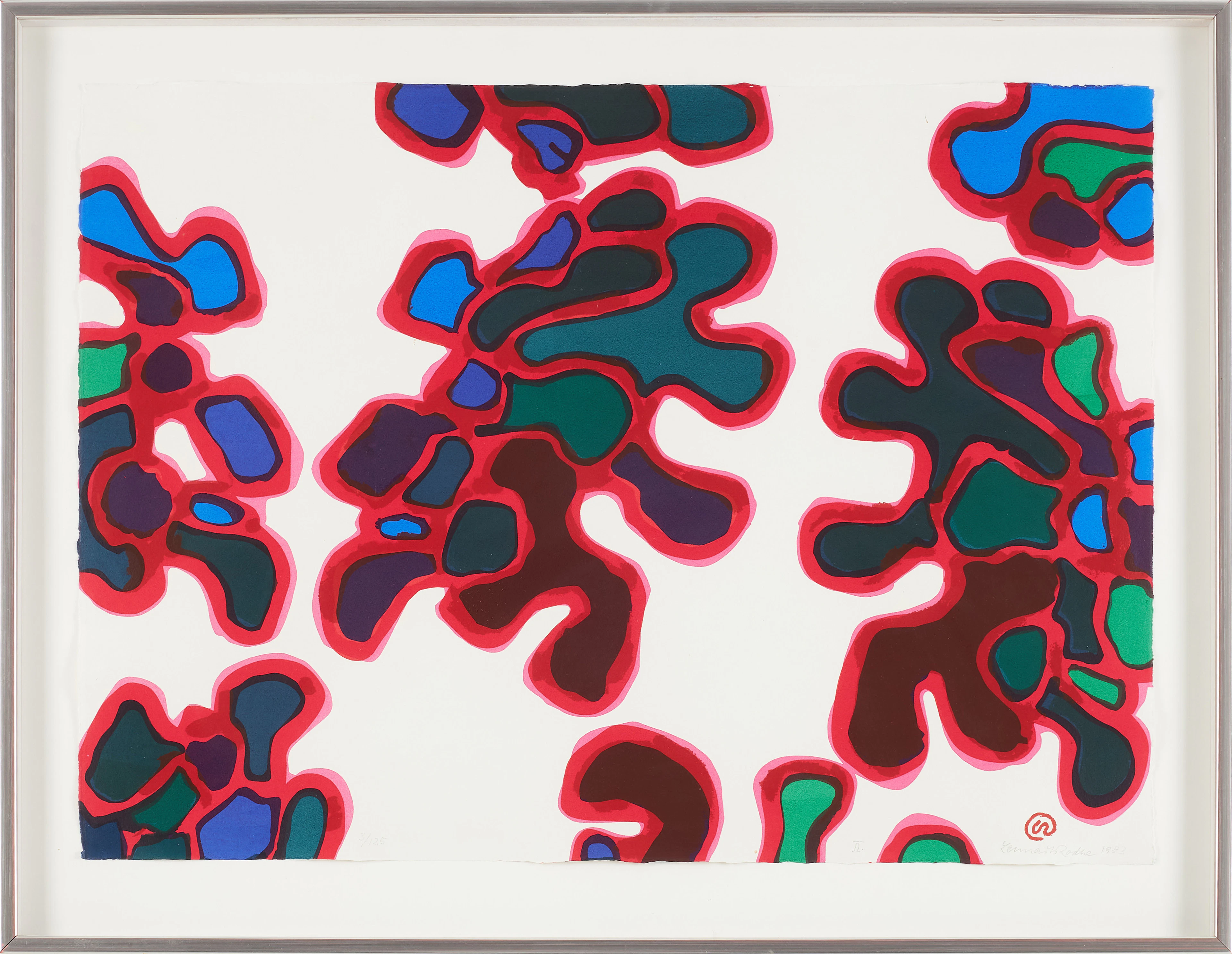 LENNART RODHE. Abstrakt komposition, färglitografi, 3/125, signerad