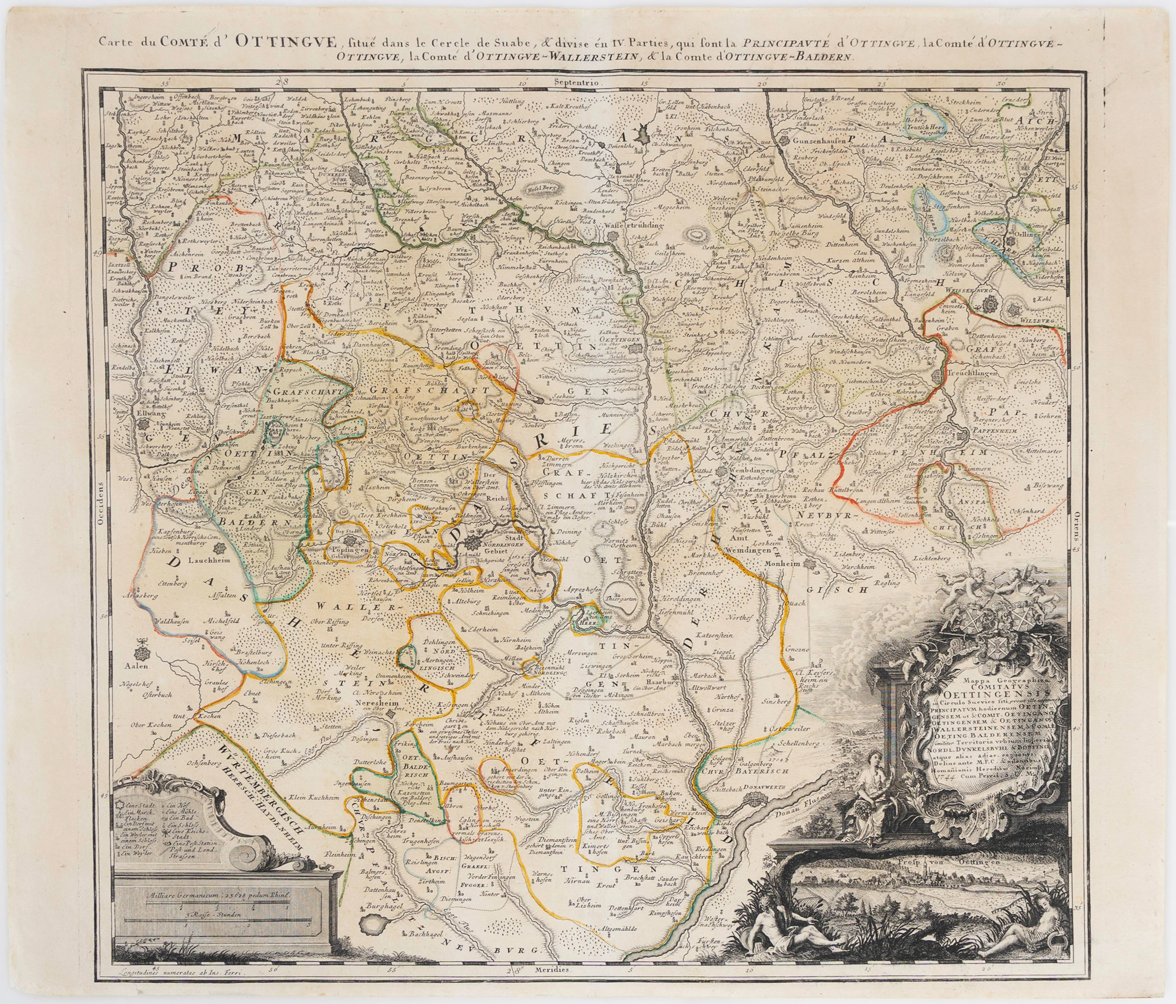 HOMANNS HEIRS, Karta "Mappa geographica Comitatus Oettingensis..." 1744.