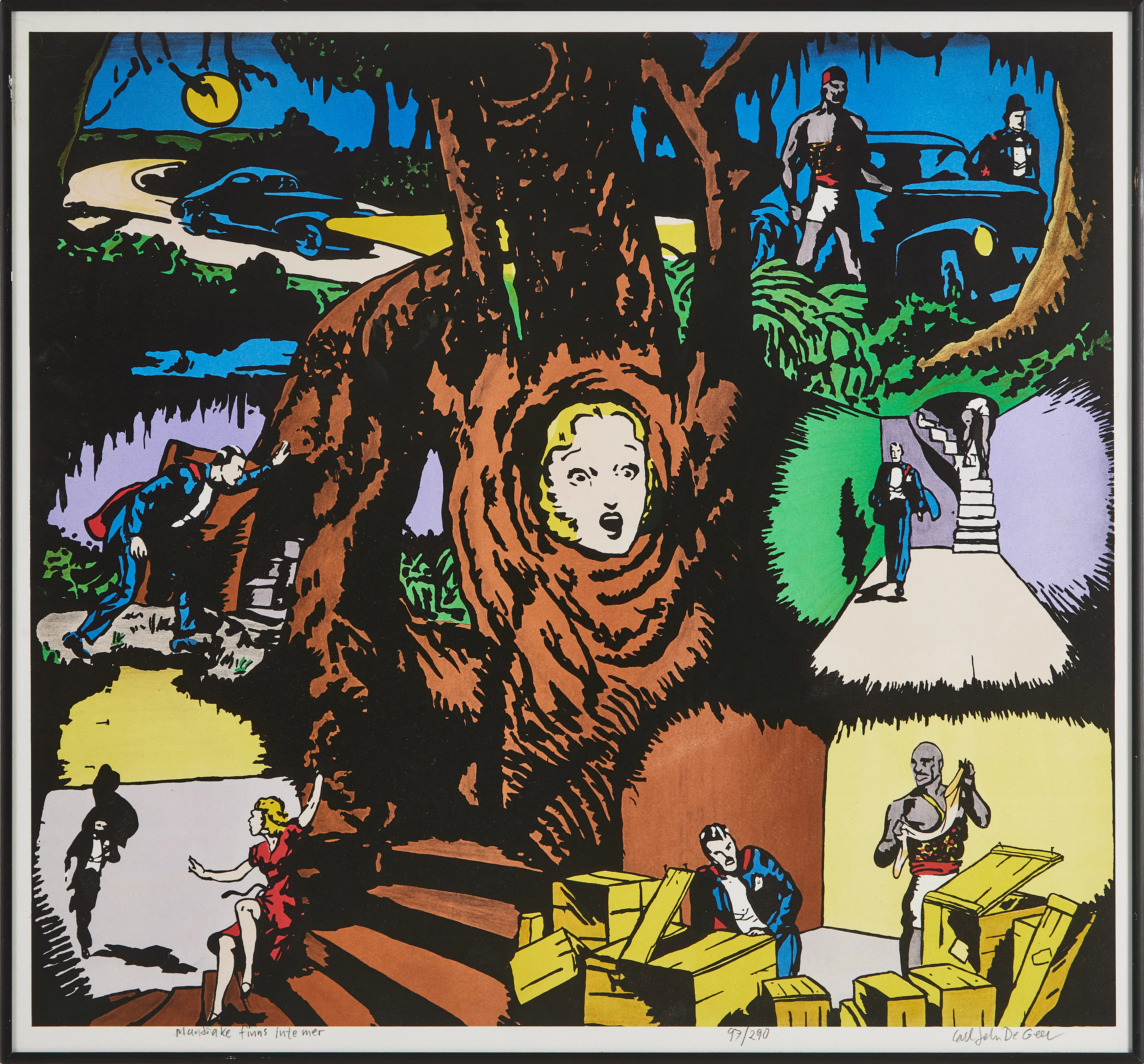 CARL JOHAN DE GEER. "Mandrake finns inte mer", färglitografi, 1995.