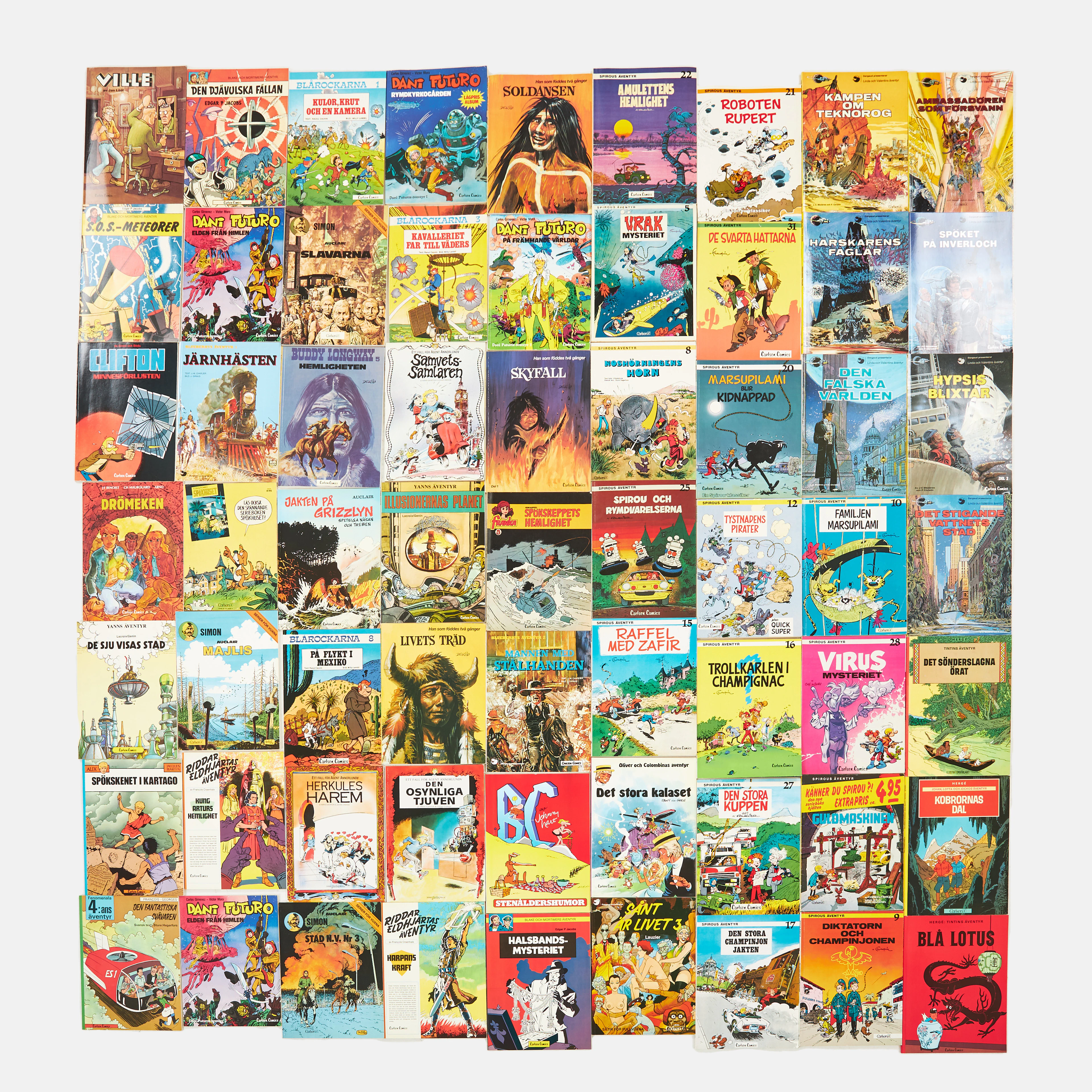 SERIEMAGASIN CARLSEN COMICS, ca 63 st., ca 1970-1980-tal, olika serier