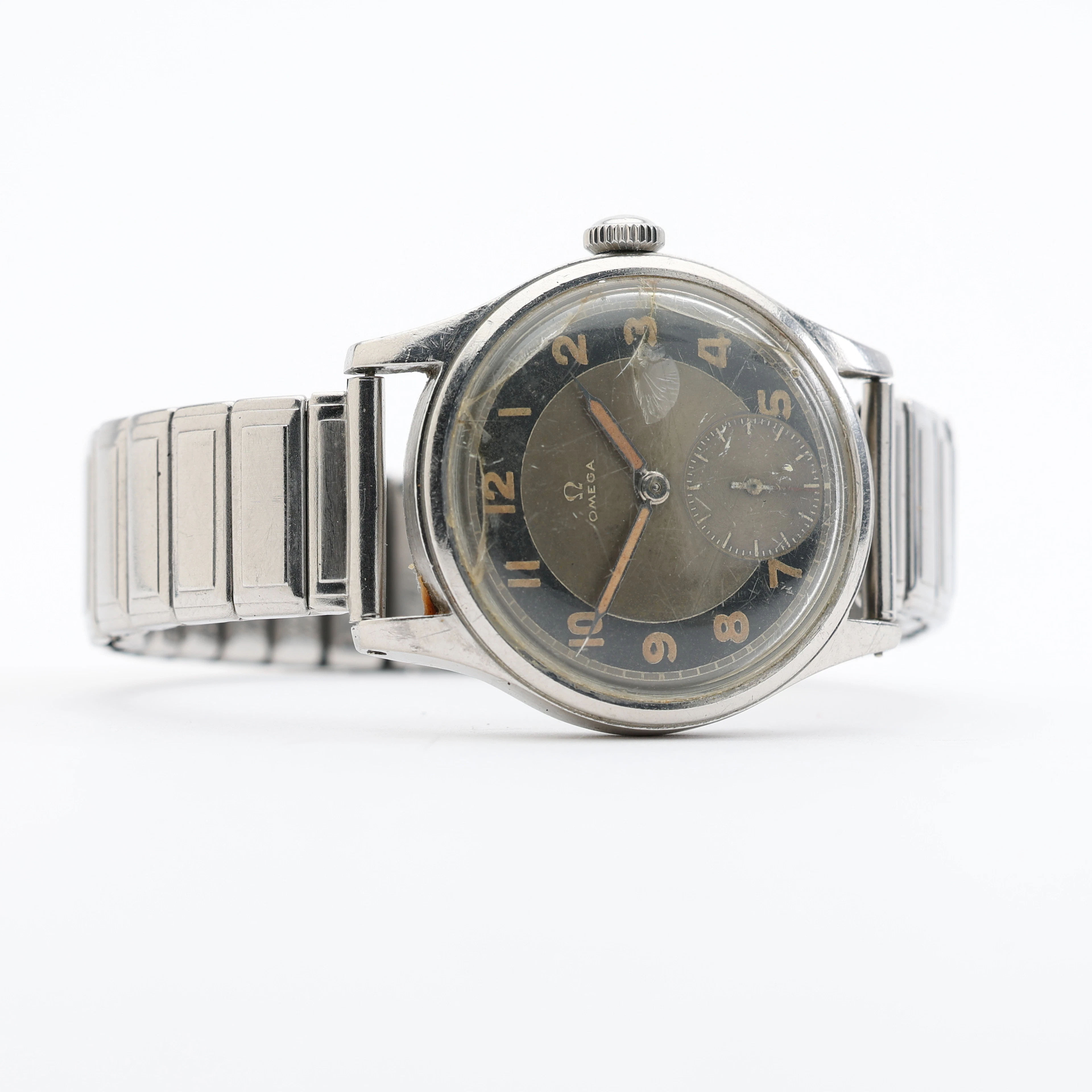 OMEGA SUVERÄN, armbandsur, stål, manuellt uppdrag, 1940-tal.