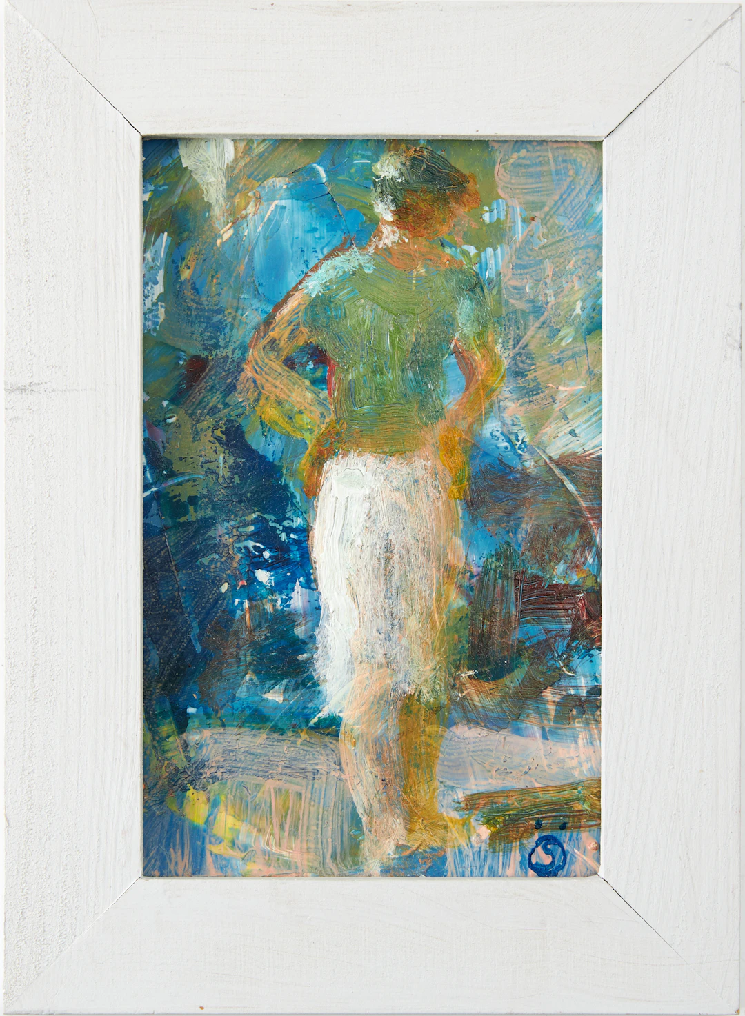 ÖRJAN SÄTRE (f.1952) "Kvinna i grön tröja", oljemålning, monogramsignerad