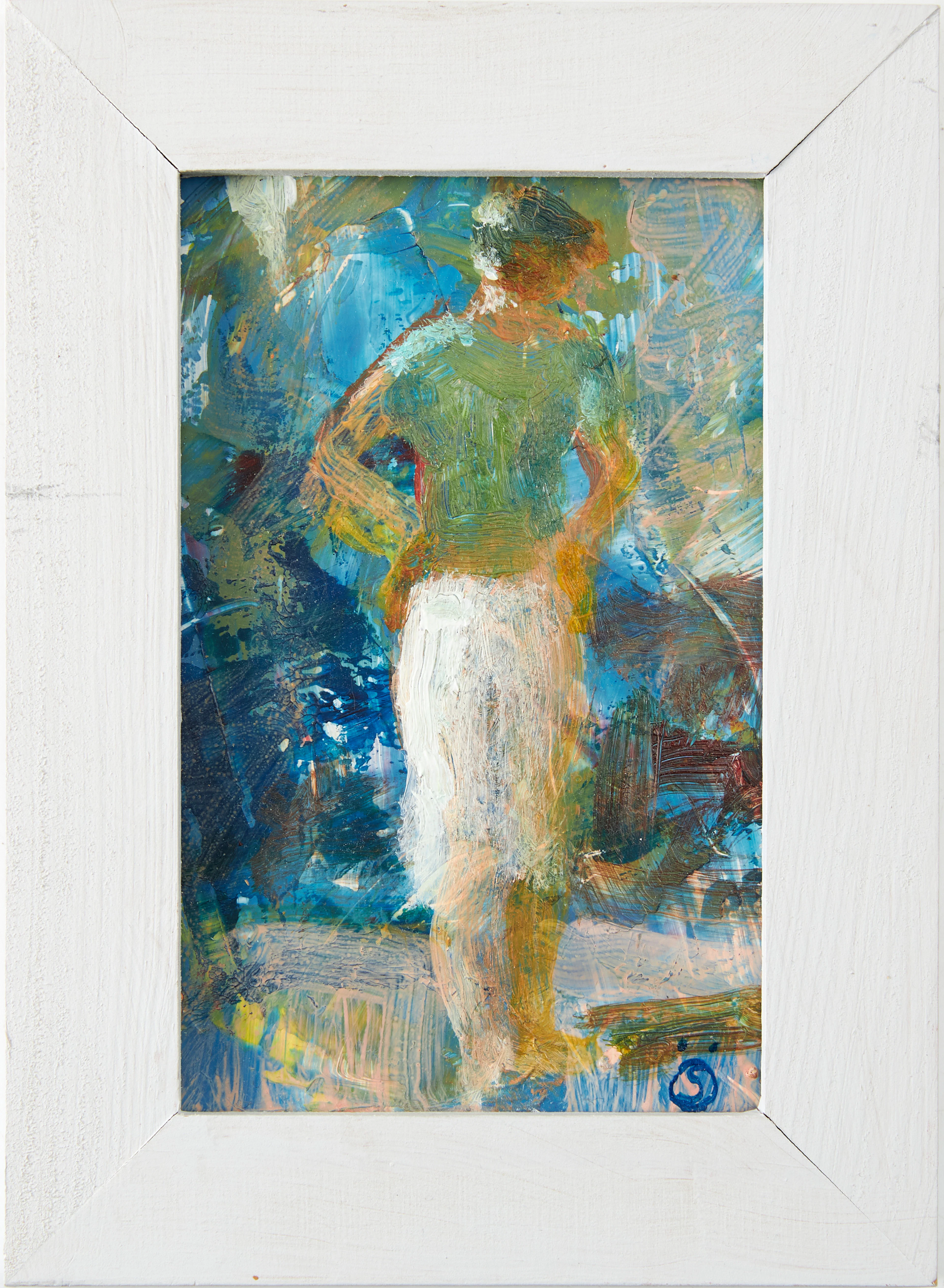 ÖRJAN SÄTRE (f.1952) "Kvinna i grön tröja", oljemålning, monogramsignerad