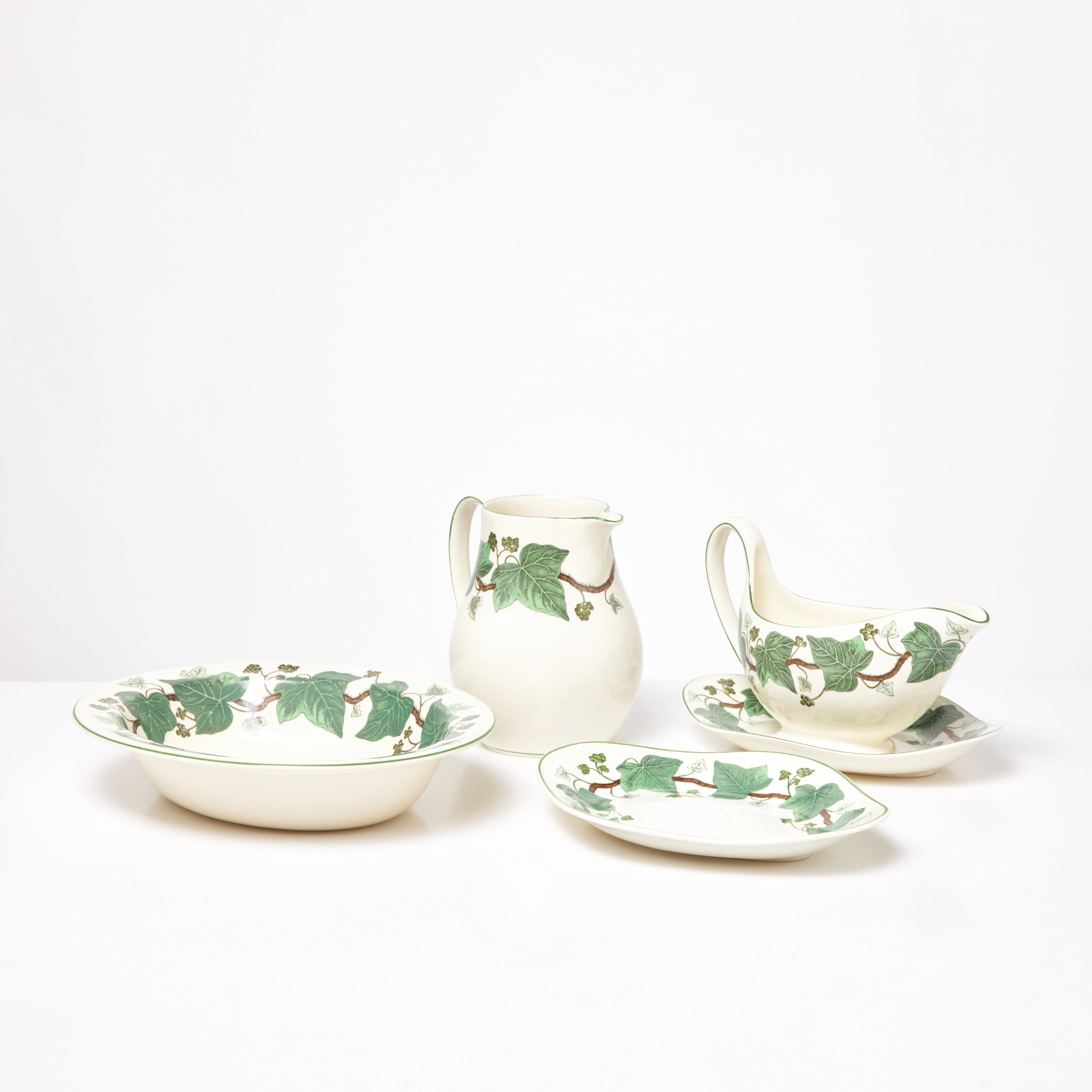 KANNA, SÅSSNIPA, SKÅL, FAT, 4 delar, "Napoleon Ivy", Wedgwood, Etruria