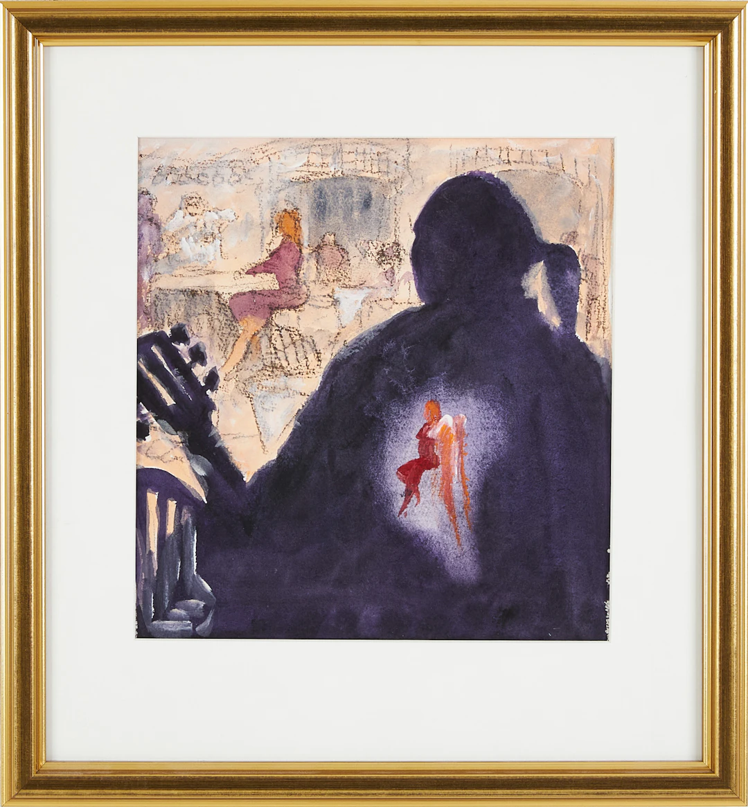 BJÖRN LINDROTH (1931-1999) Krogscen med trubadur, blandteknik med