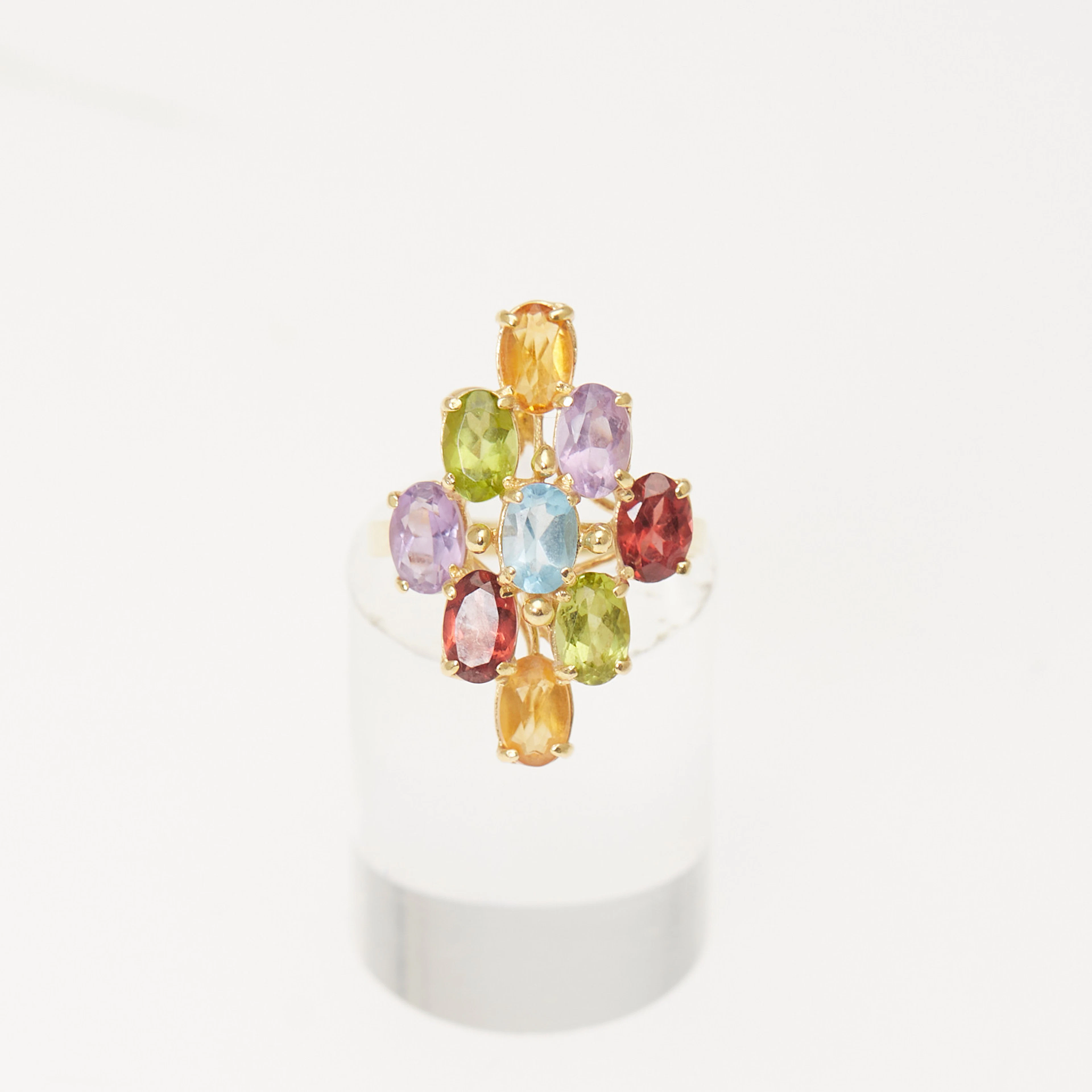 Regenbogenring / Ring 750er Gelbgold, Edelsteine.