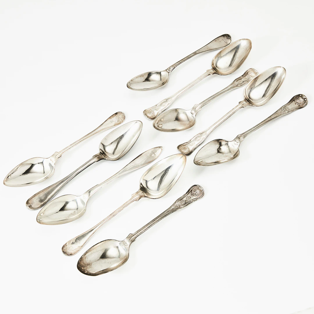 MATSKEDAR, 10 st, 1800/1900-tal, silver, olika modeller.