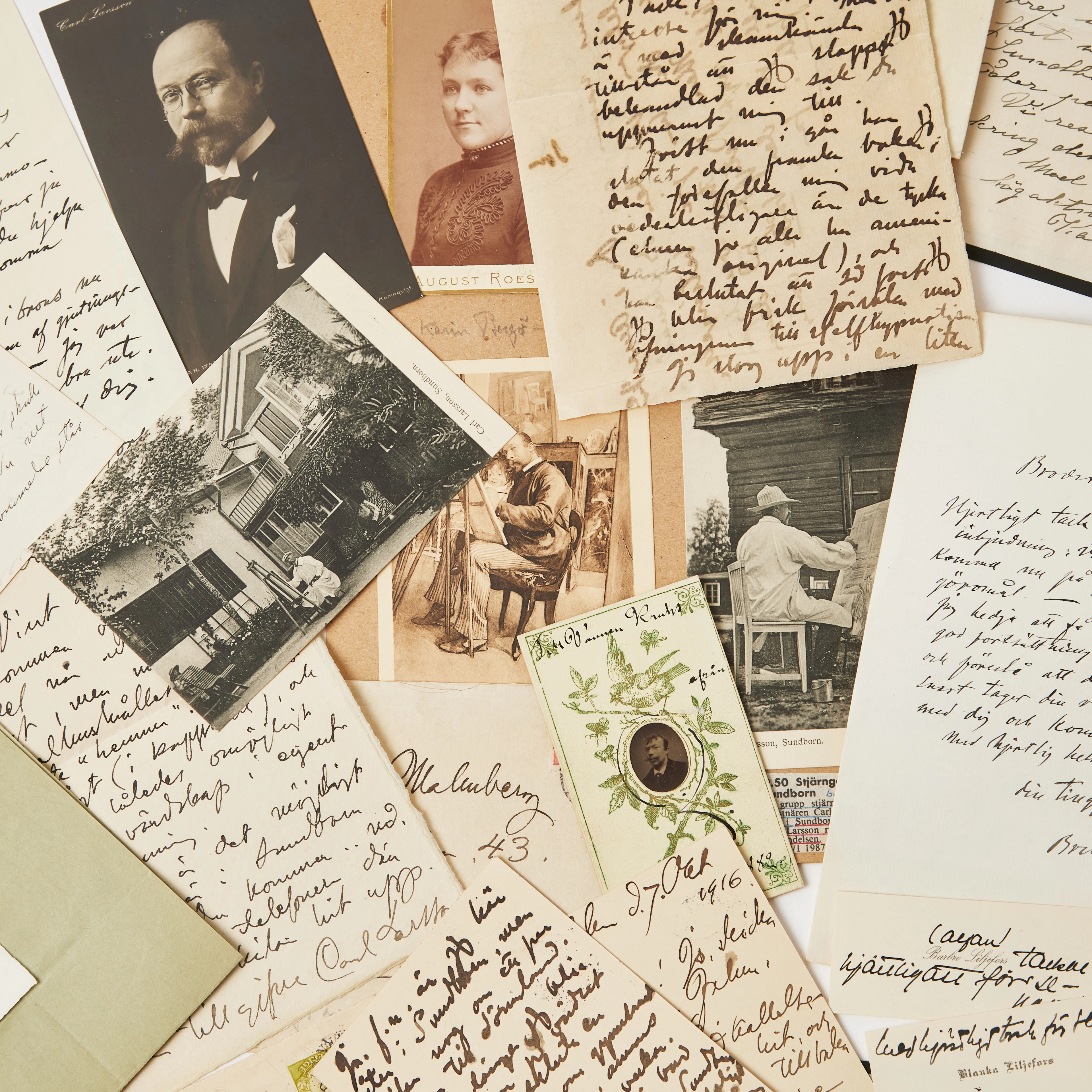 11 BREV FRÅN CARL LARSSON OCH BRUNO LILJEFORS TILL VÄNNEN ERNST MALMBERG.