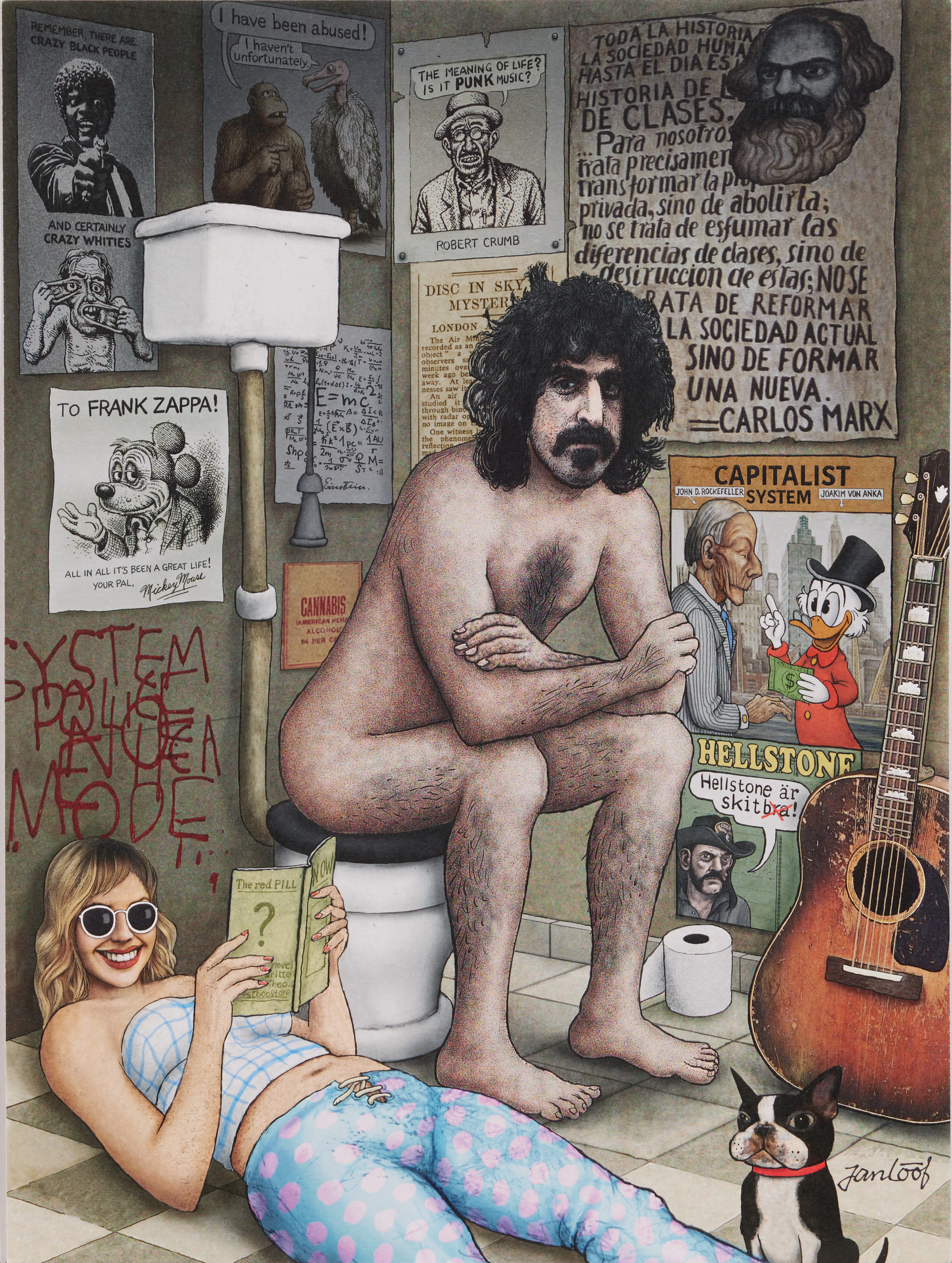 JAN LÖÖF. Frank Zappa, signerad, offsettryck.